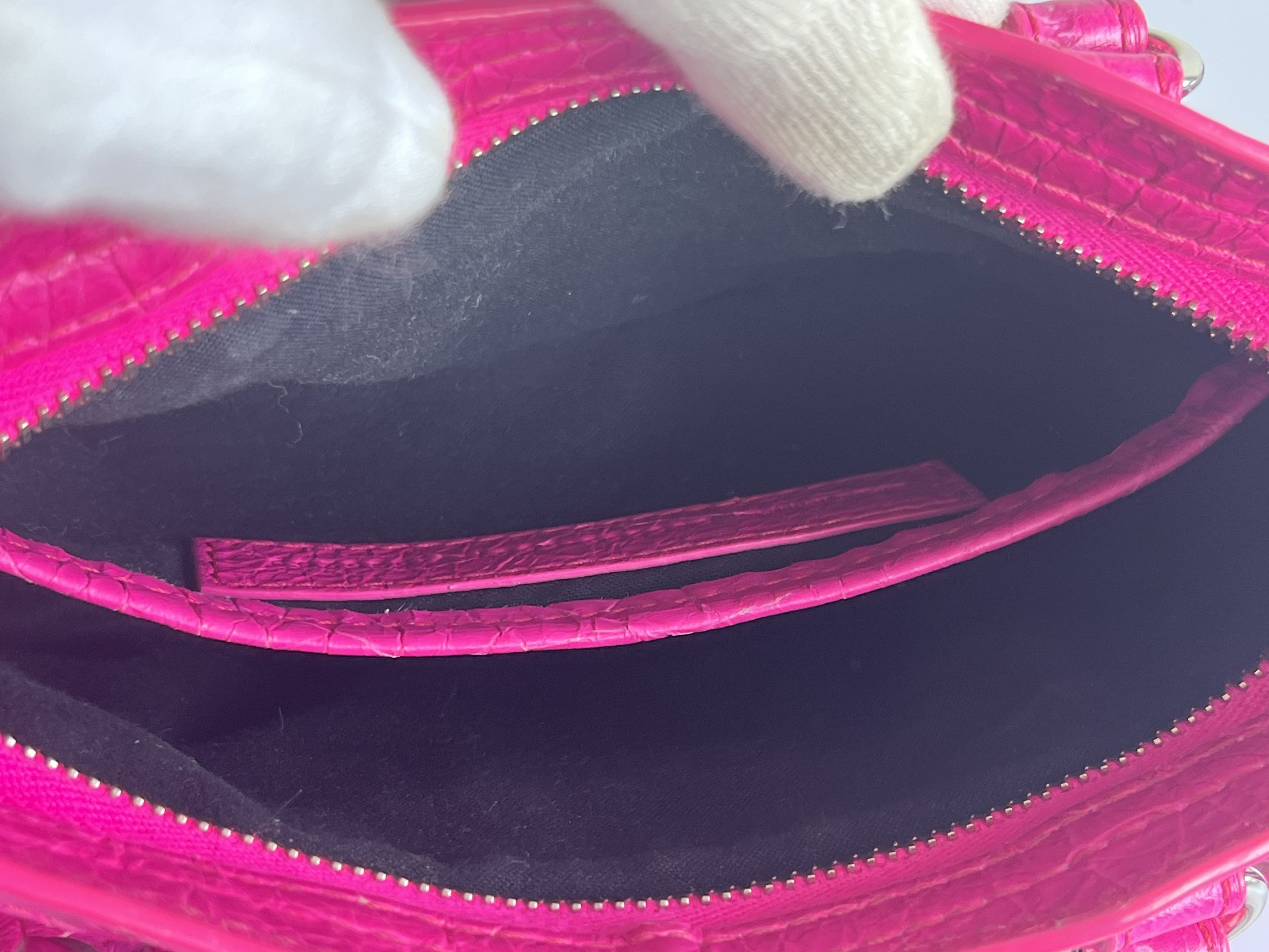 Mini City Fuchsia Pink Shoulder Bag with Strap and Mirror — view 10