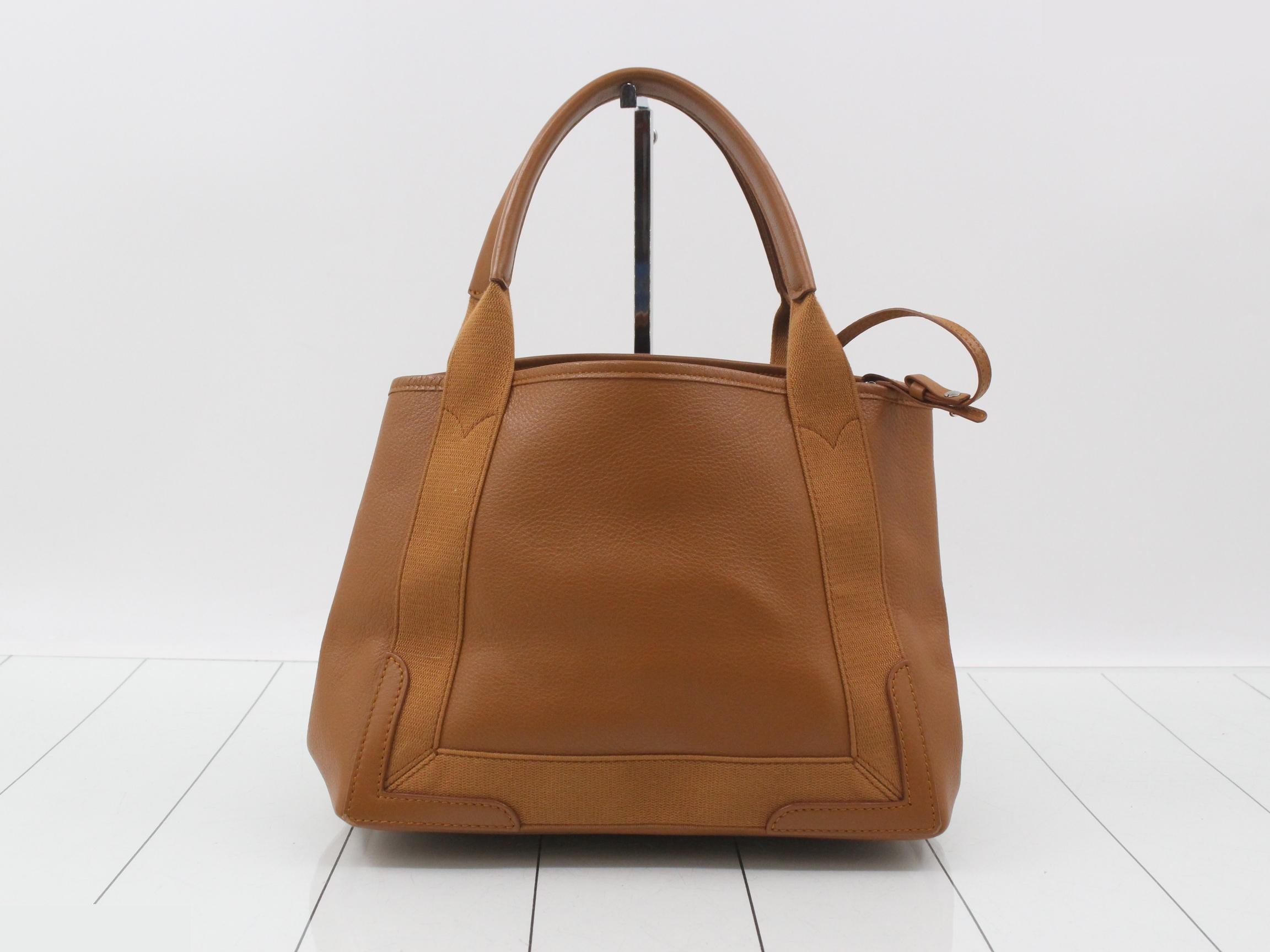 Navy Cabas Leather Tote Bag — view 2