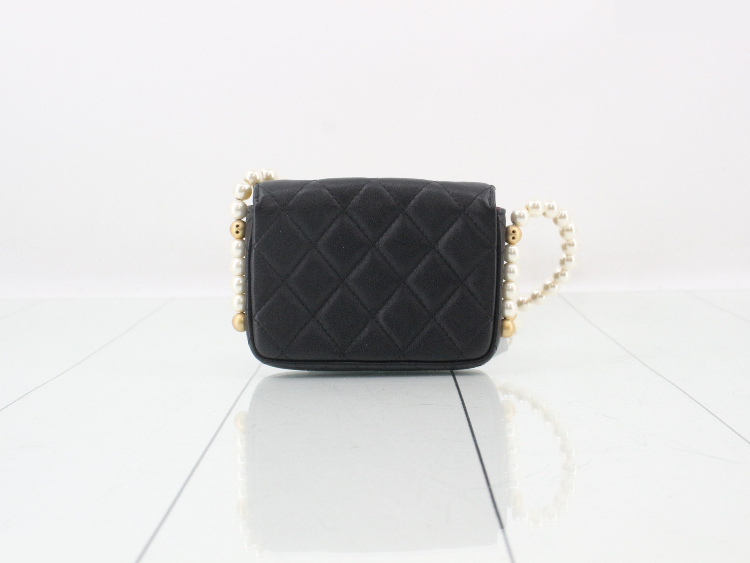 Matelassé Lambskin Coco Mark Pearl Chain Shoulder Bag — view 2
