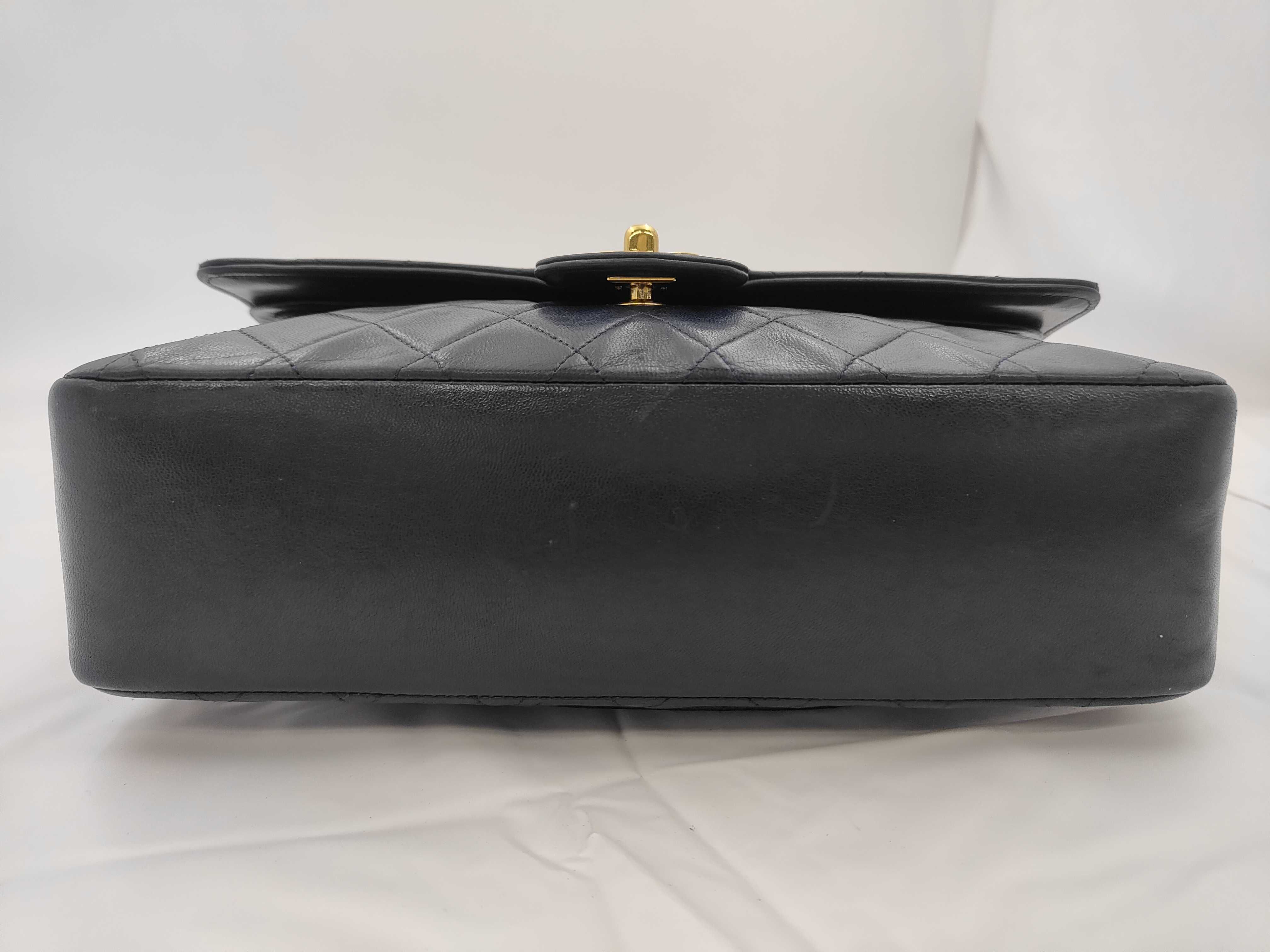 Matelassé Double Flap Shoulder Bag, Size 25, Navy — view 7