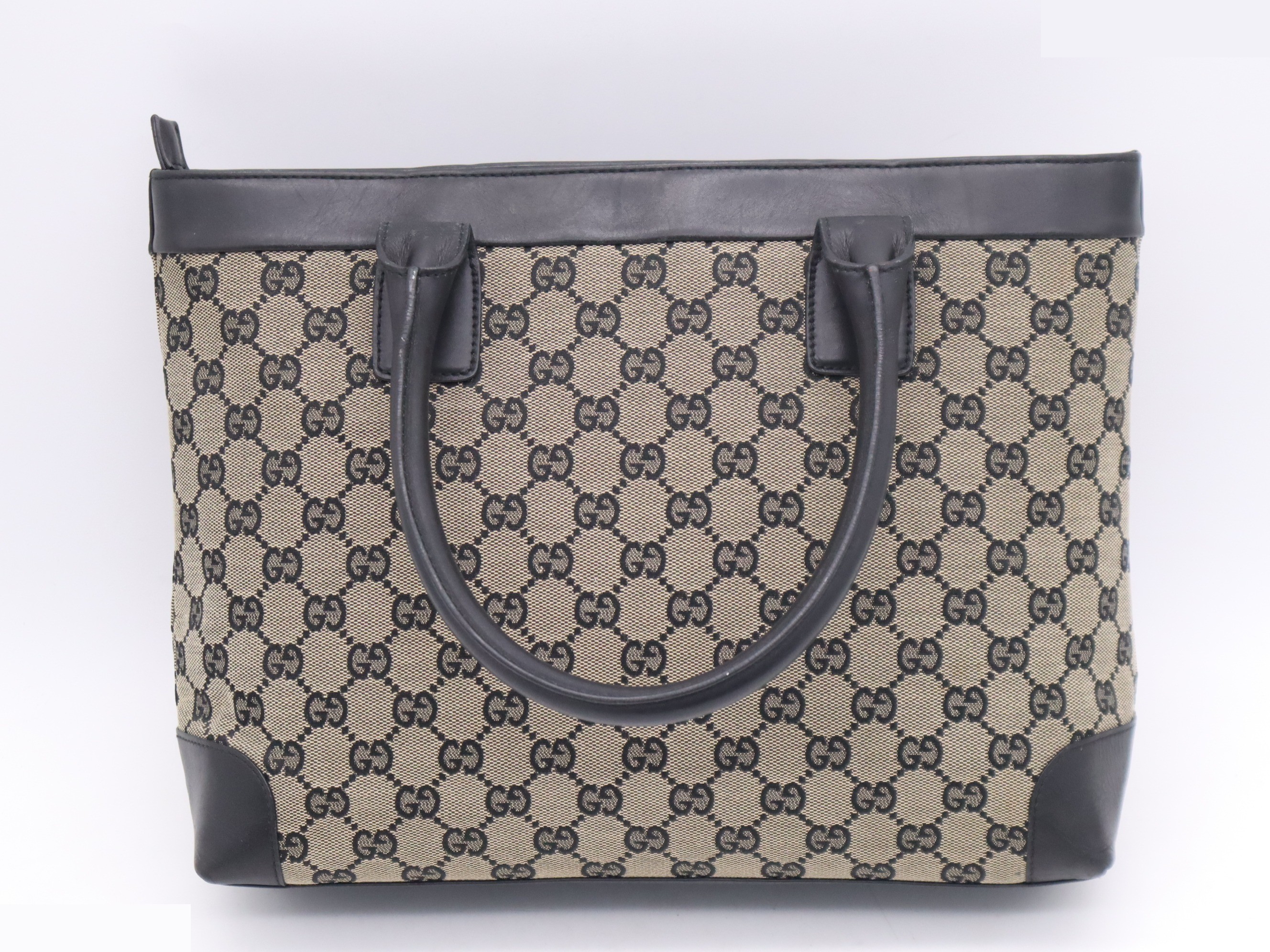 GG Canvas Tote Bag, Black, Silver Hardware — view 2