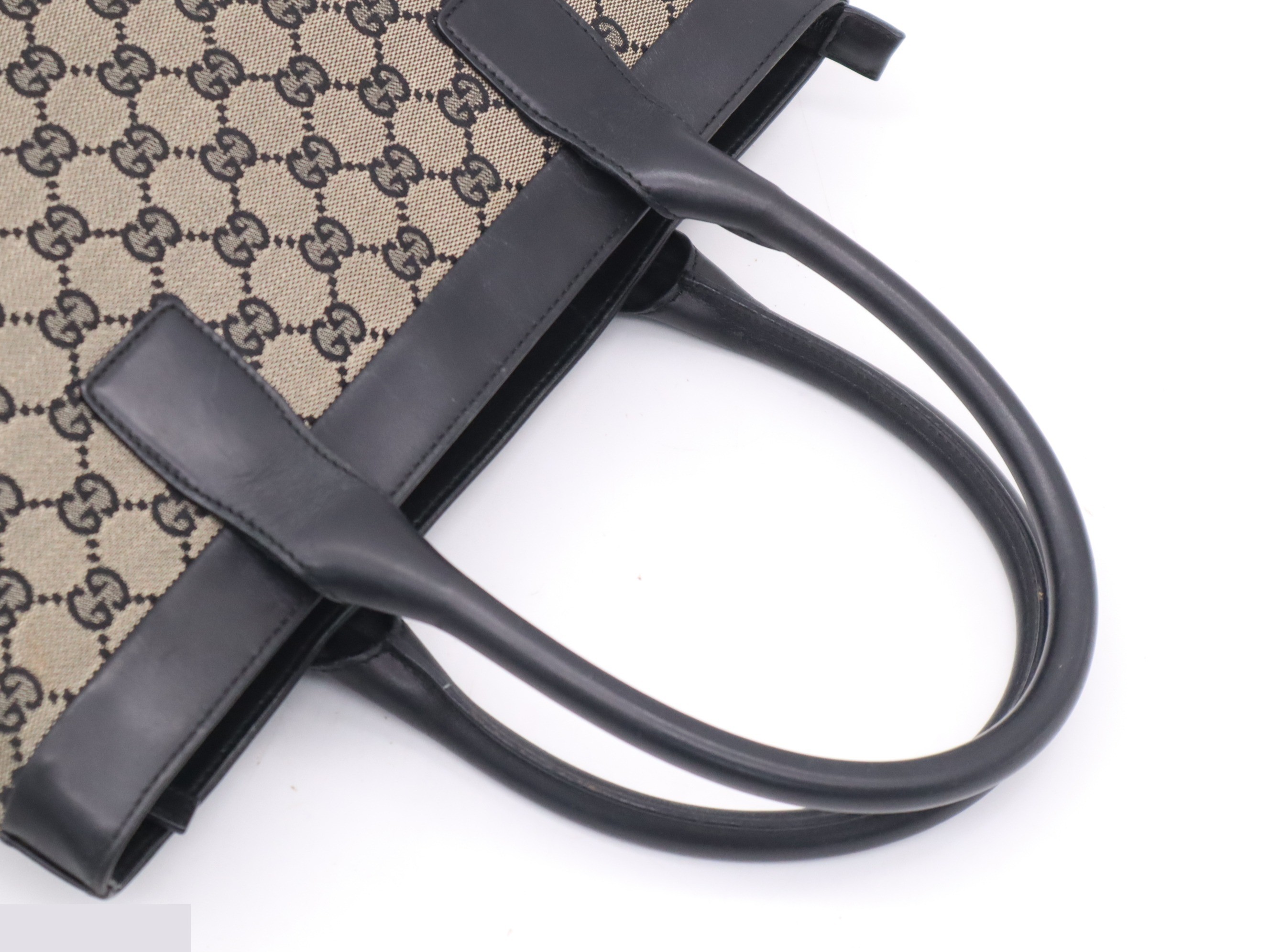 GG Canvas Tote Bag, Black, Silver Hardware — view 6