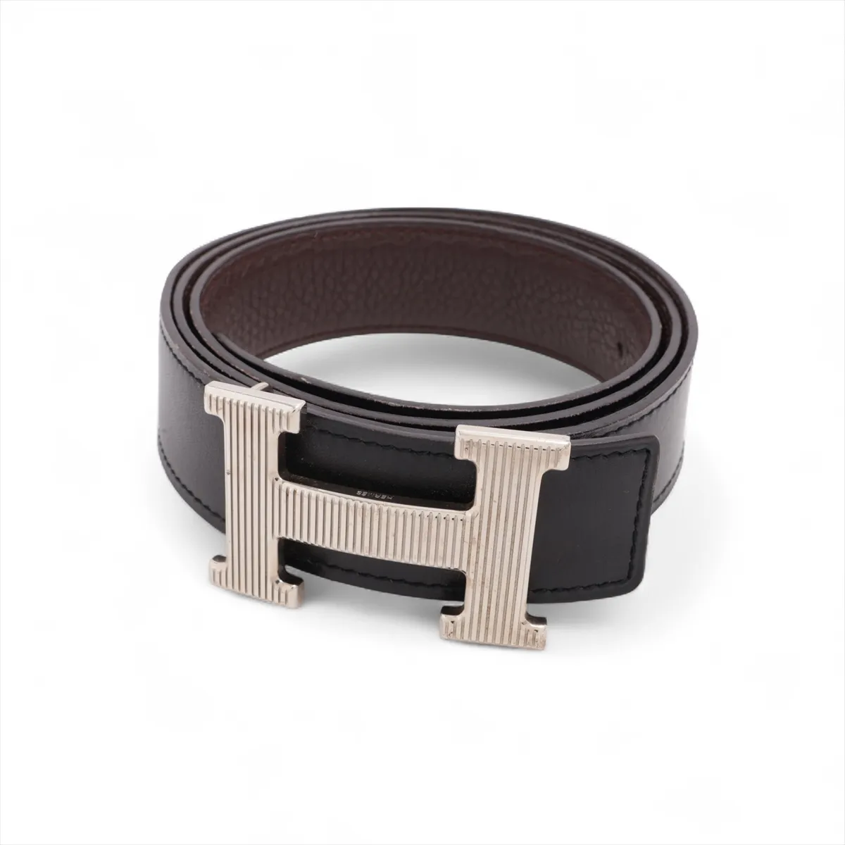 H-Storie P:2012 Belt 90 Leather x Metal Black x Dark Brown