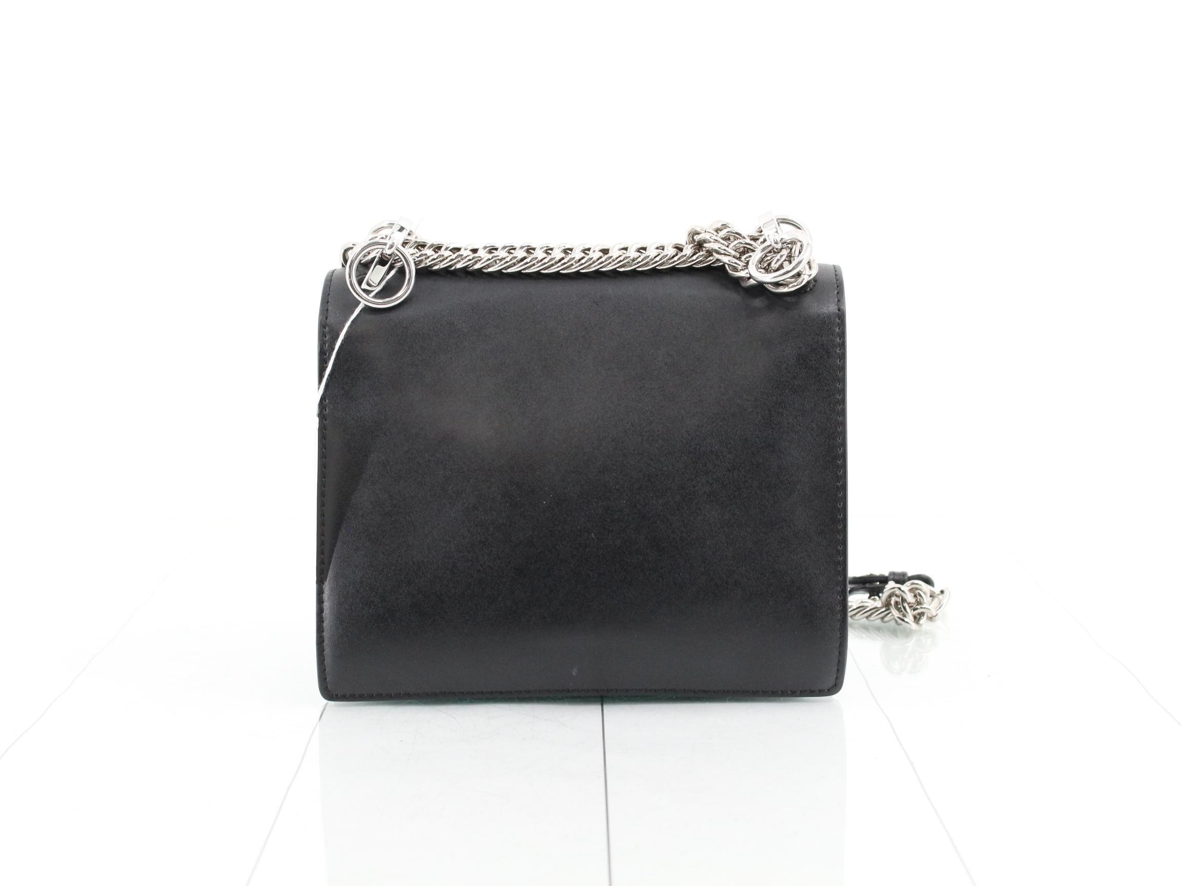 Mini Kanai Leather Chain Shoulder Bag, Black — view 2