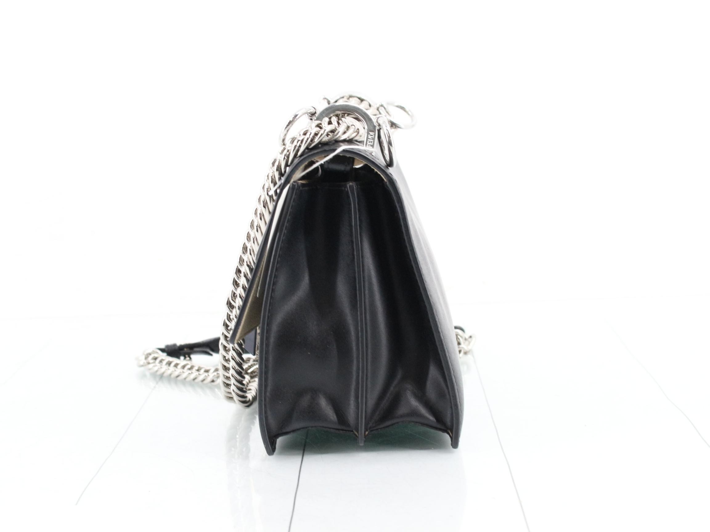 Mini Kanai Leather Chain Shoulder Bag, Black — view 3