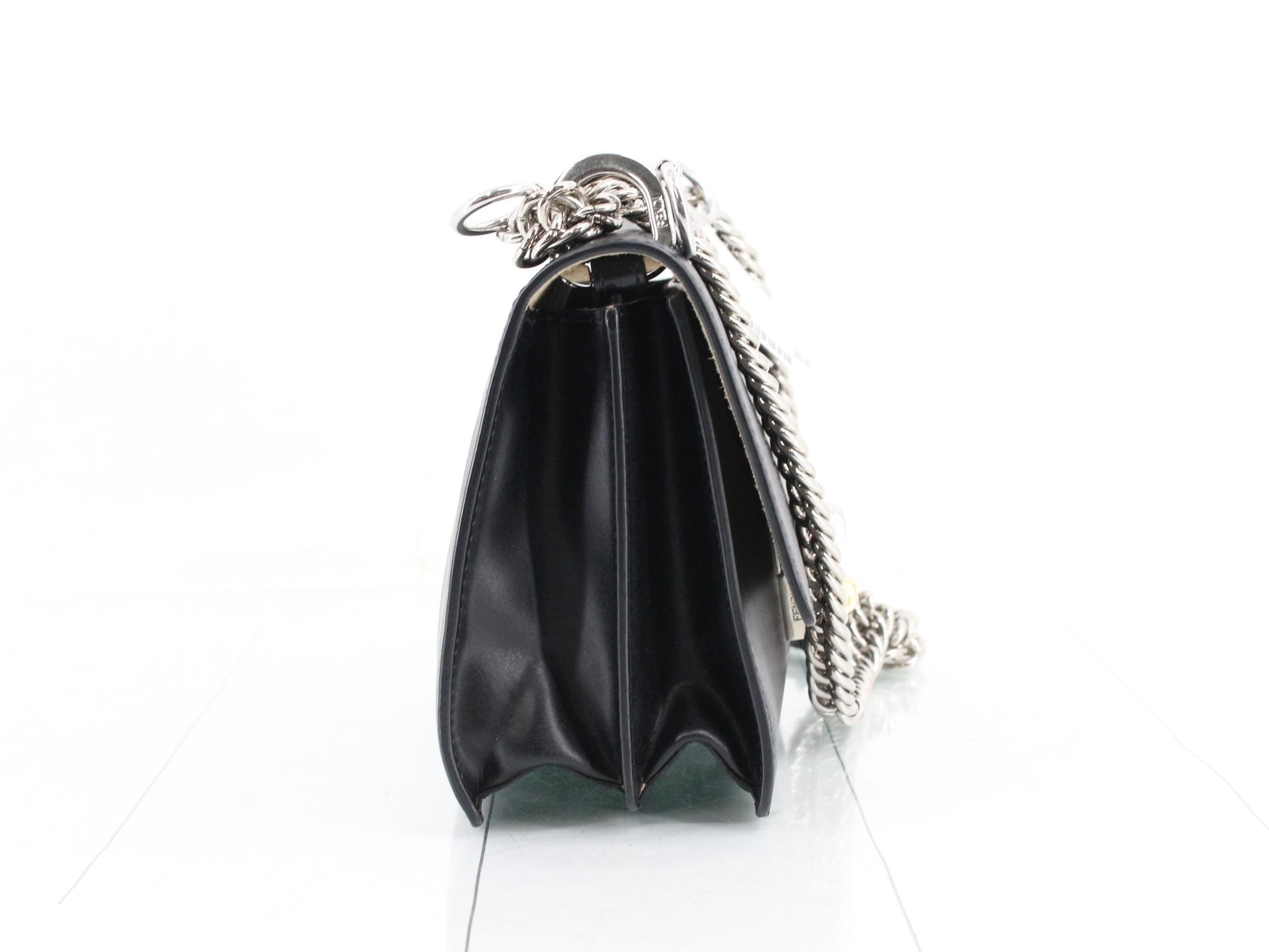 Mini Kanai Leather Chain Shoulder Bag, Black — view 4