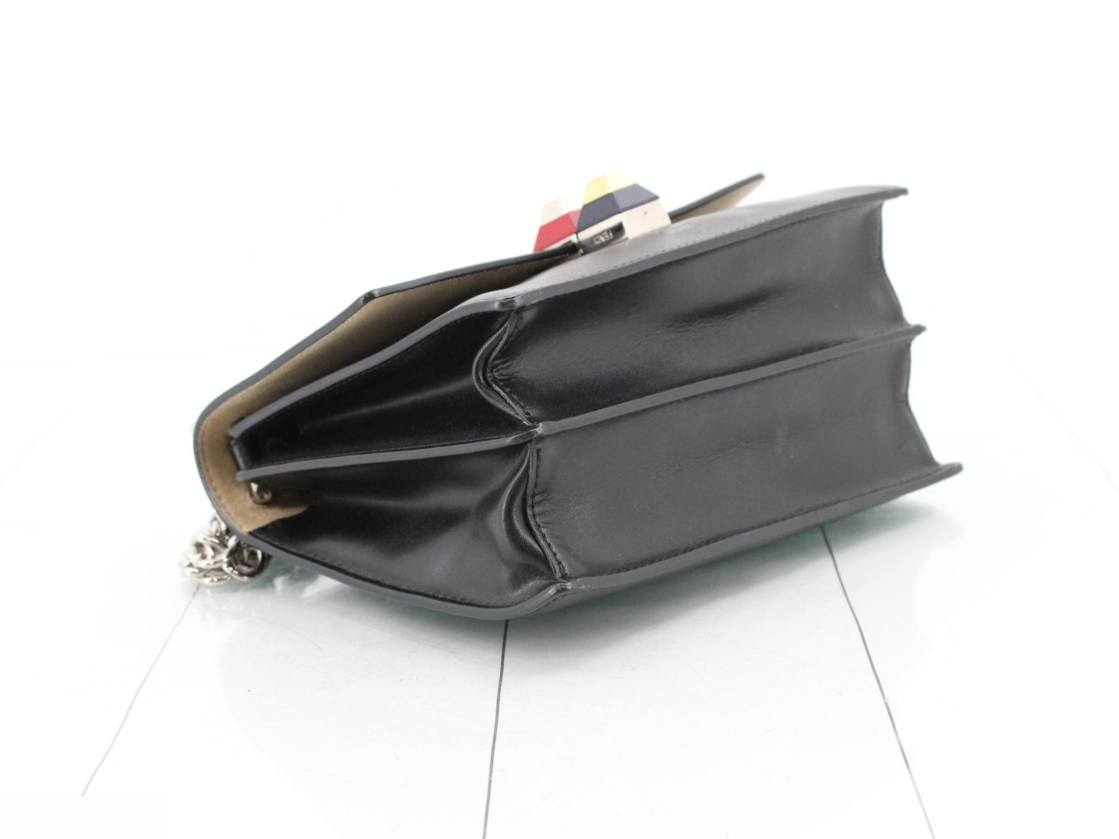 Mini Kanai Leather Chain Shoulder Bag, Black — view 5