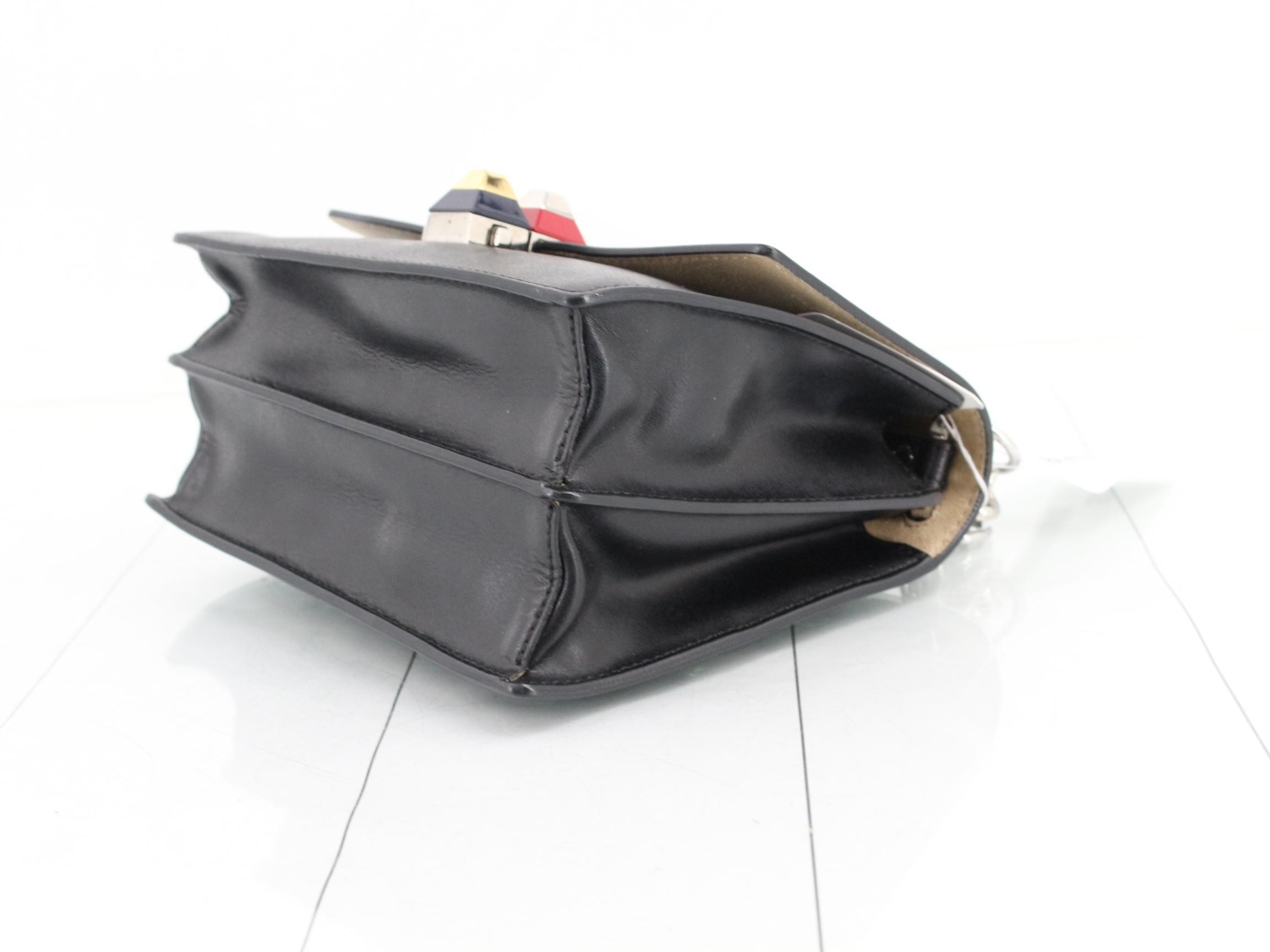 Mini Kanai Leather Chain Shoulder Bag, Black — view 6
