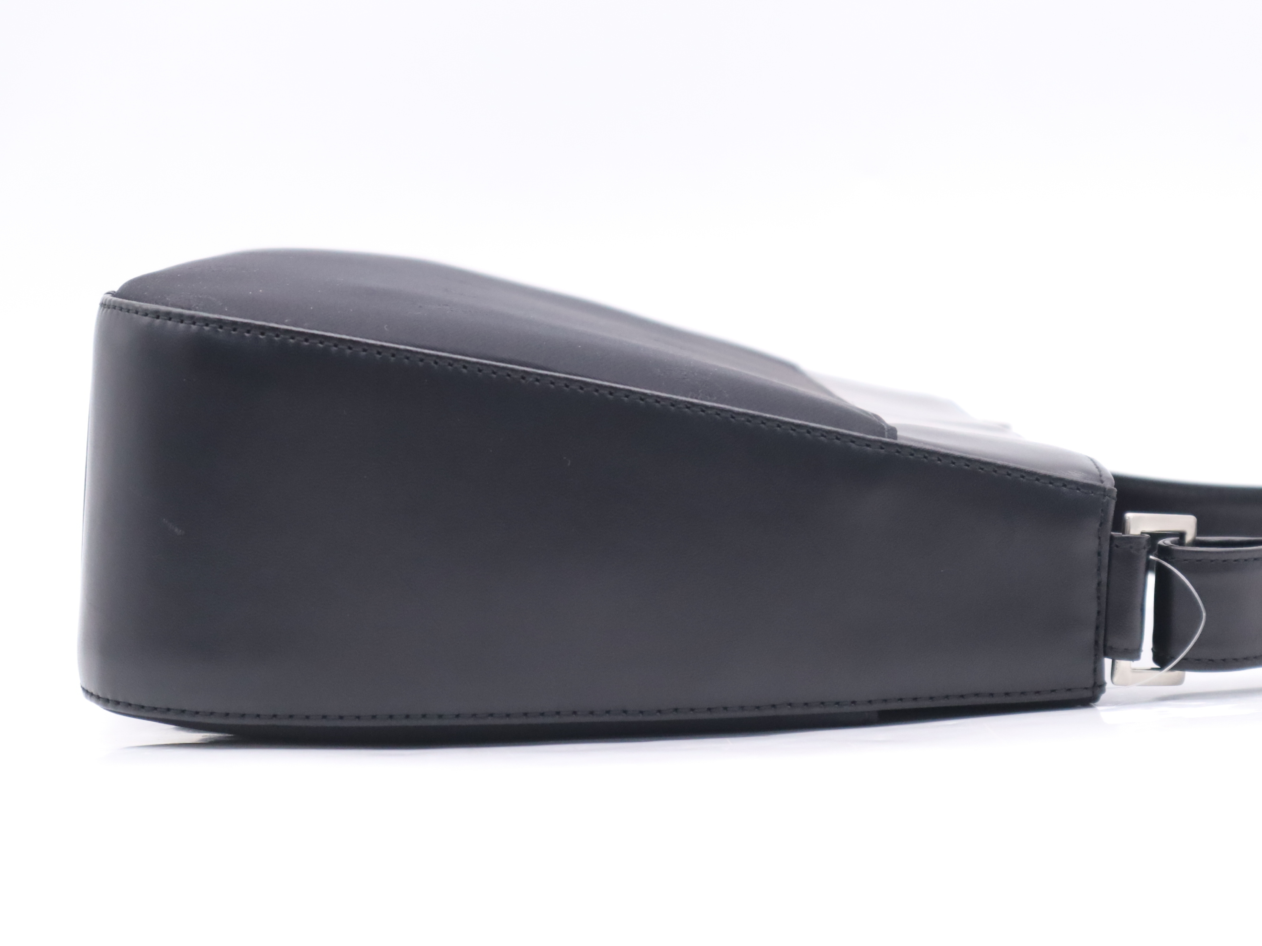 Nylon x Leather Front Pocket Handbag Shadow Horse Black Handbag — view 5