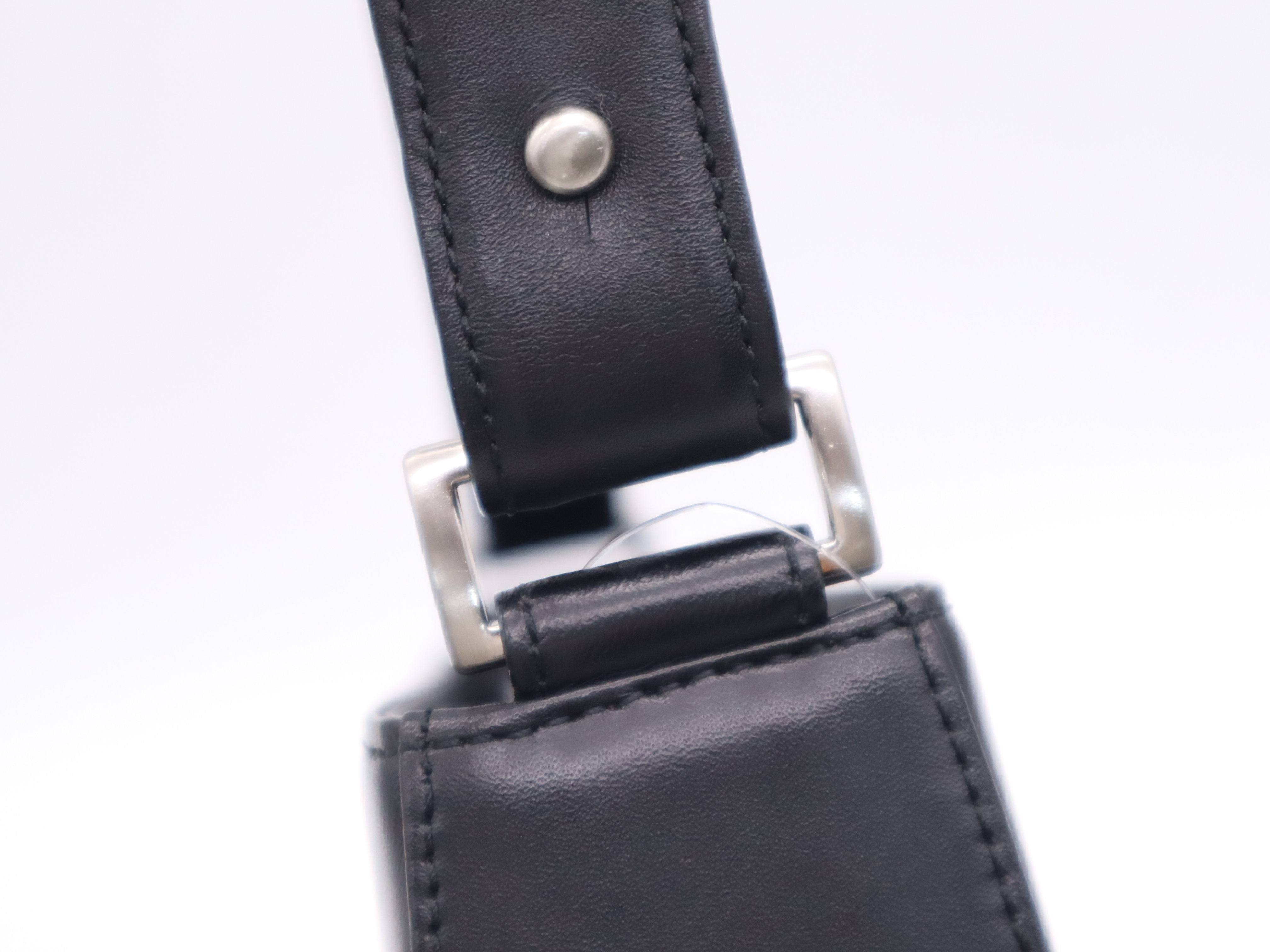 Nylon x Leather Front Pocket Handbag Shadow Horse Black Handbag — view 7
