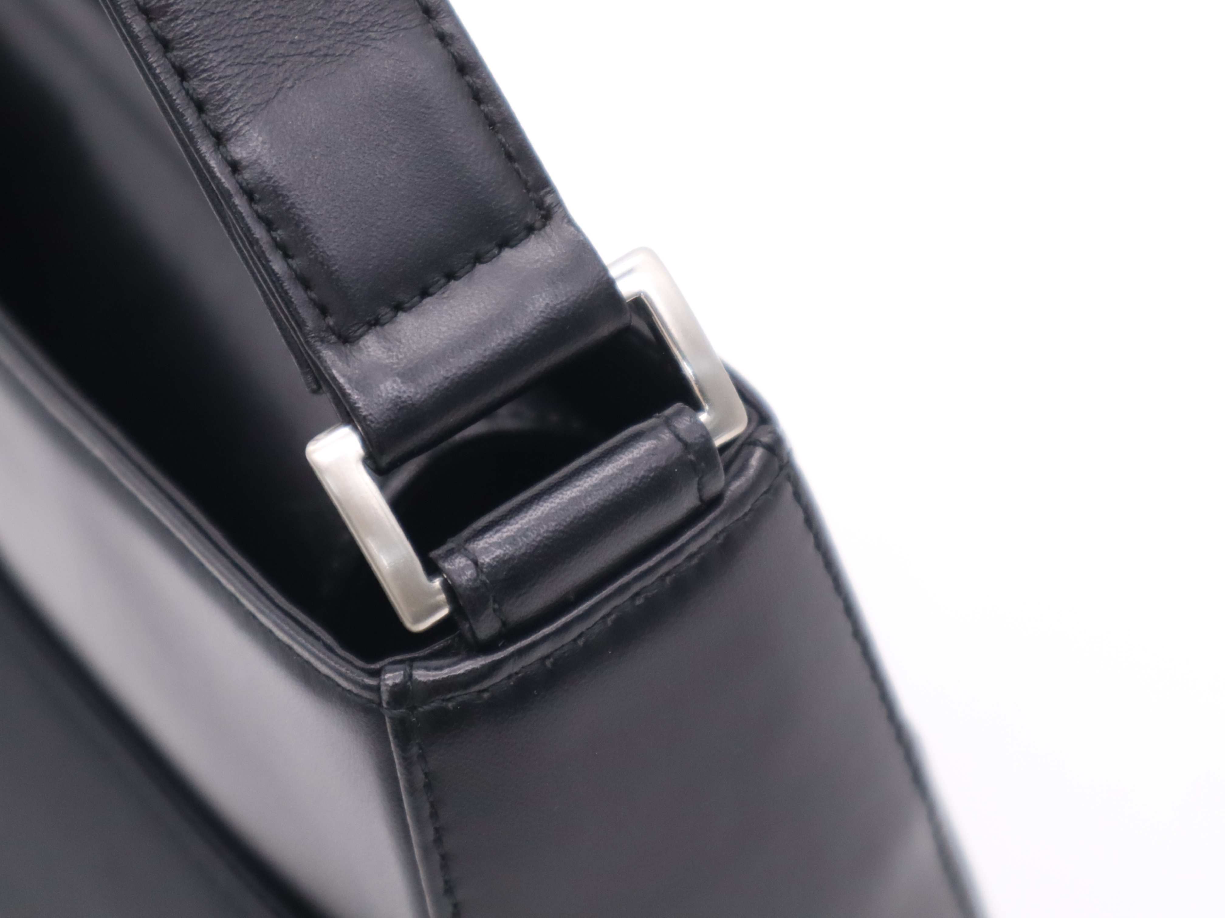 Nylon x Leather Front Pocket Handbag Shadow Horse Black Handbag — view 8