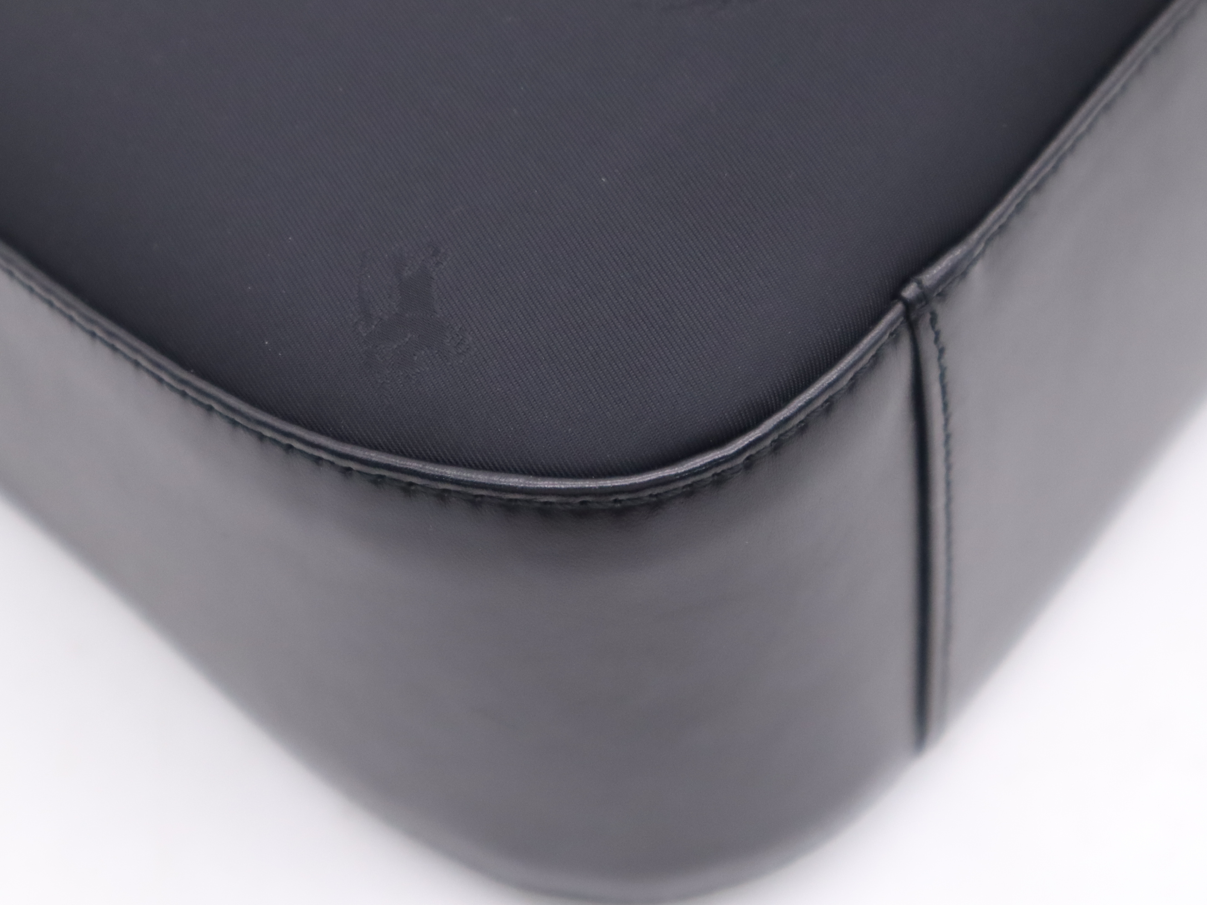 Nylon x Leather Front Pocket Handbag Shadow Horse Black Handbag — view 10
