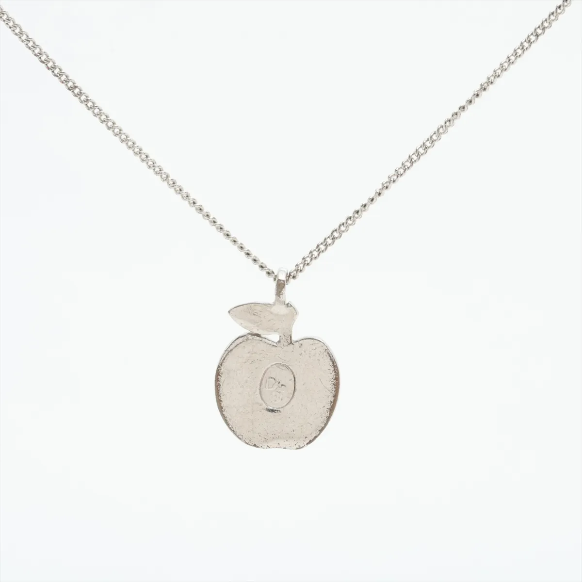 CD logo necklace, metal, silver x yellow, dents, — view 2