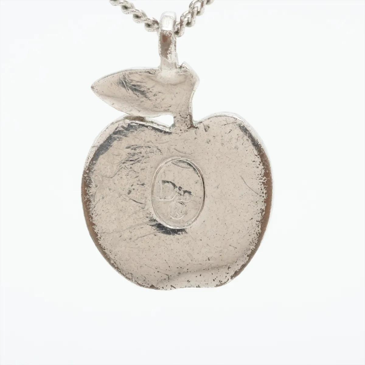 CD logo necklace, metal, silver x yellow, dents, — view 4