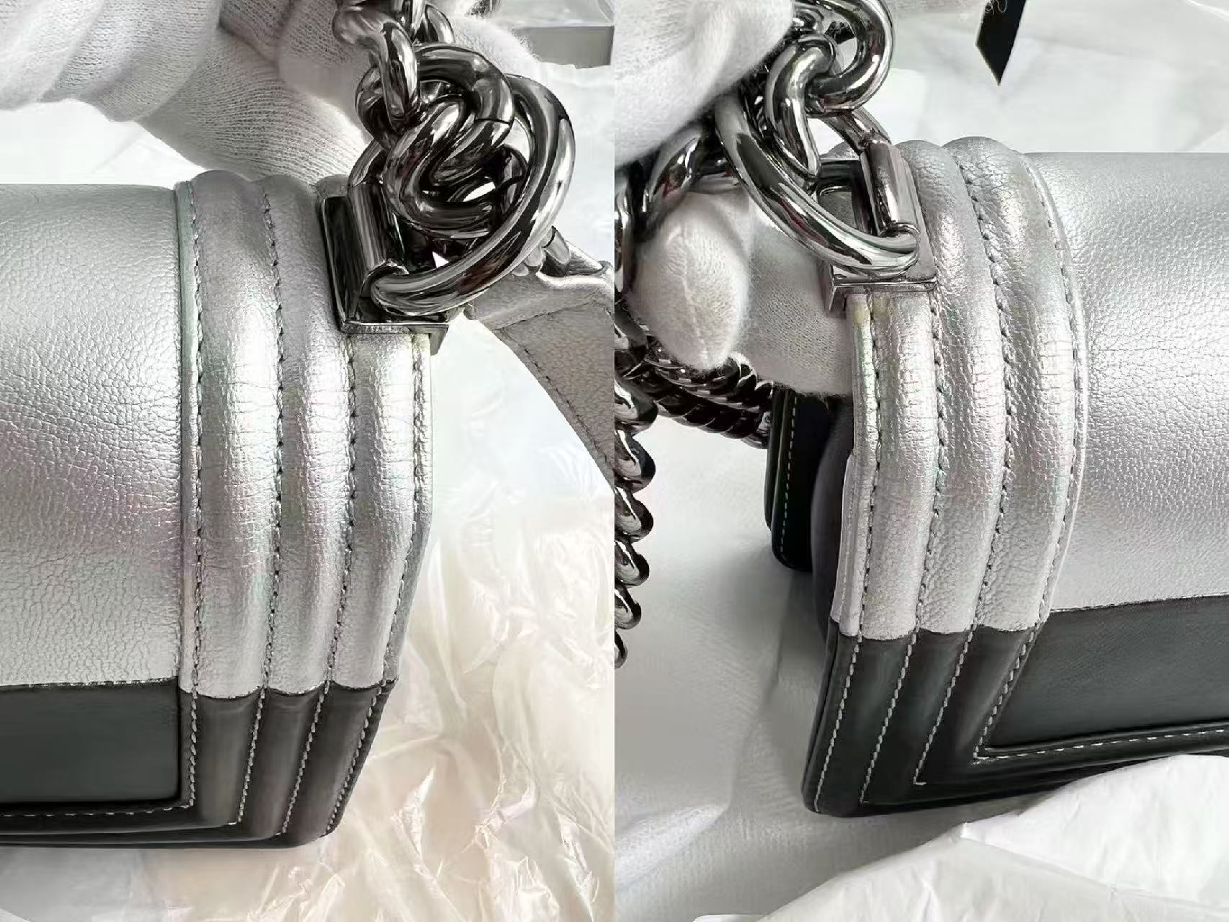Boy Bicolor Shoulder Bag, W20cm (approx.), serial number in the 21st range, with dust bag and seal, silver hardware, 21757162. — view 15