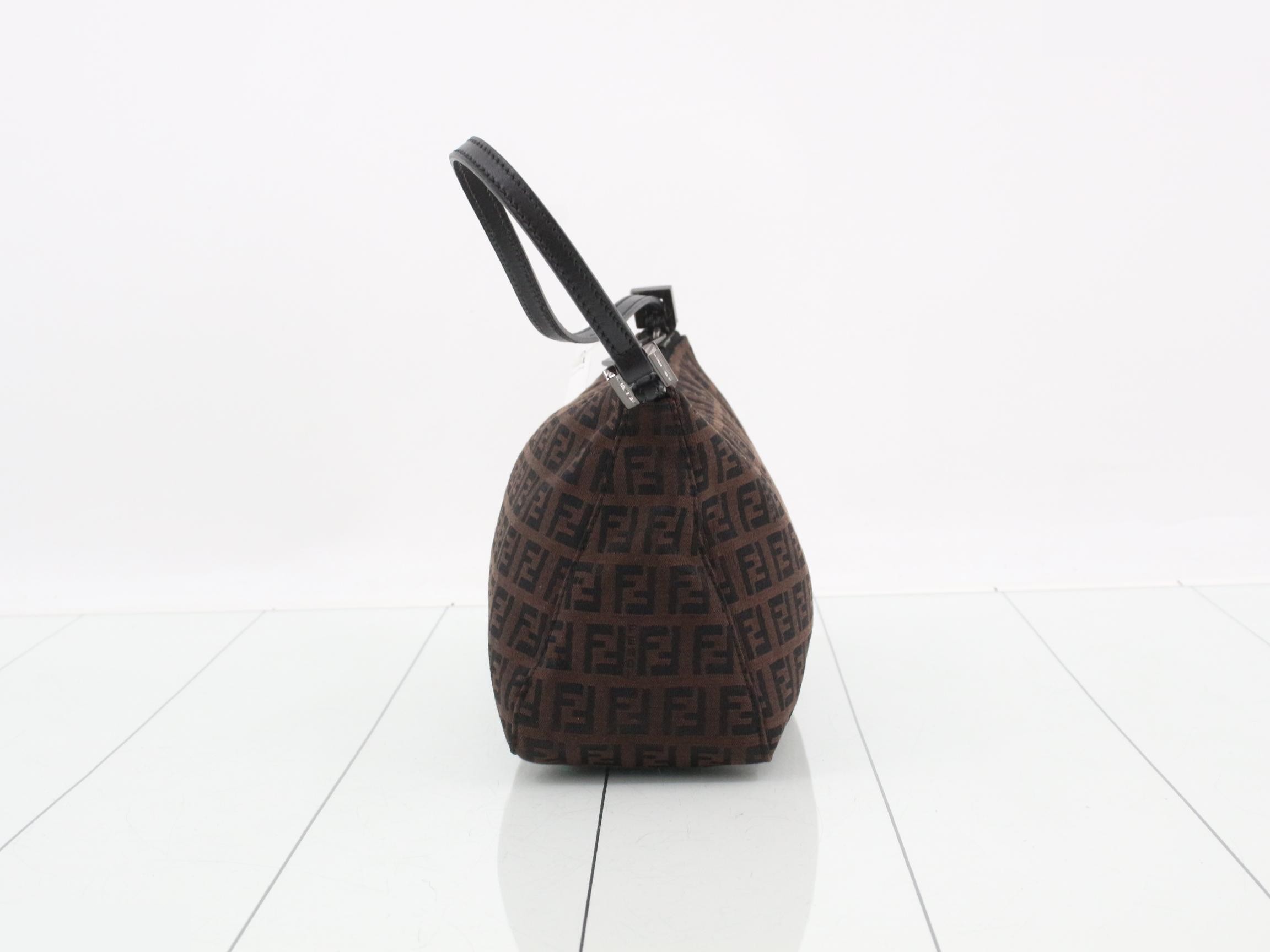 Handbag, brown/black, canvas/leather — view 3