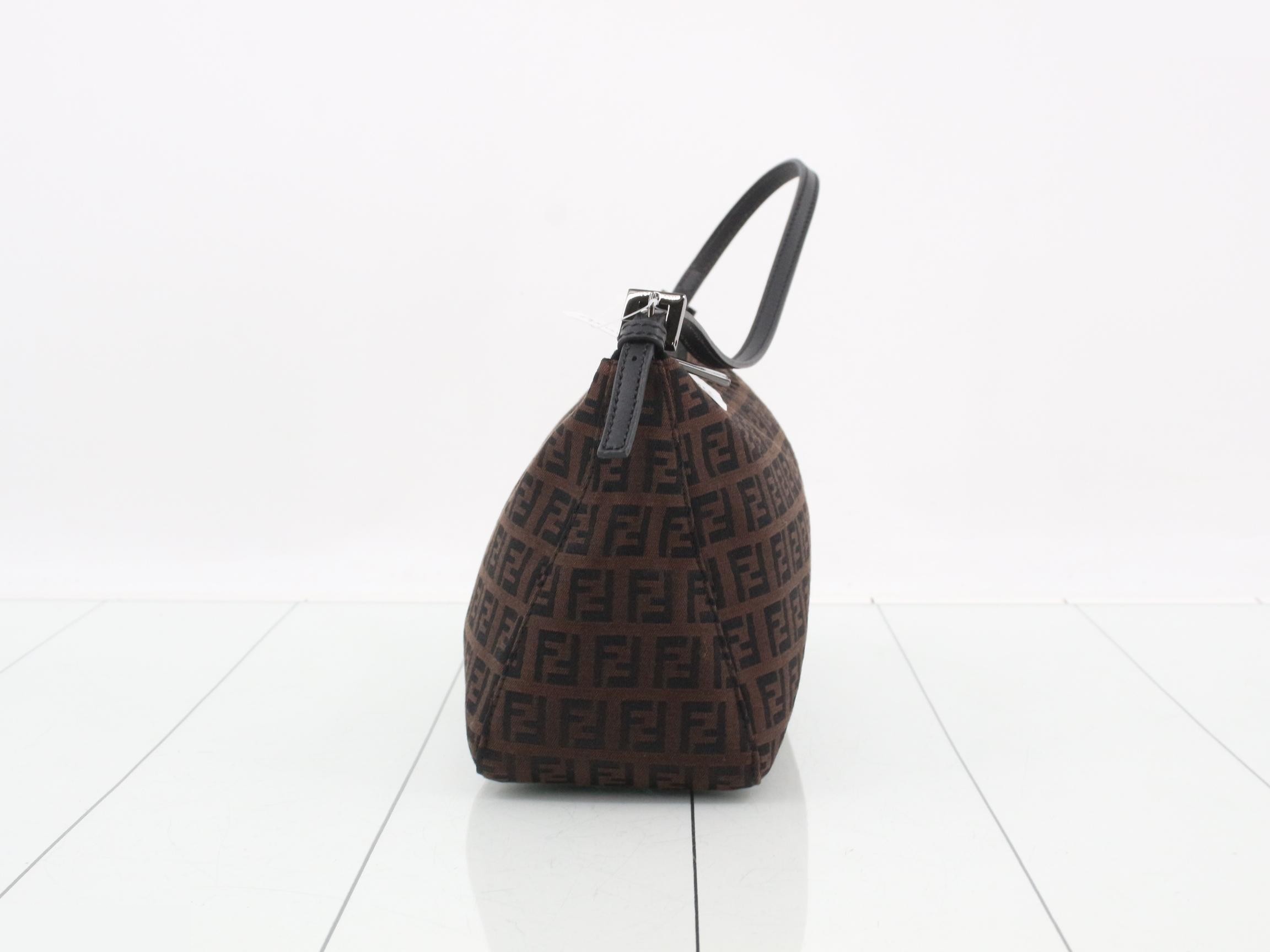 Handbag, brown/black, canvas/leather — view 4