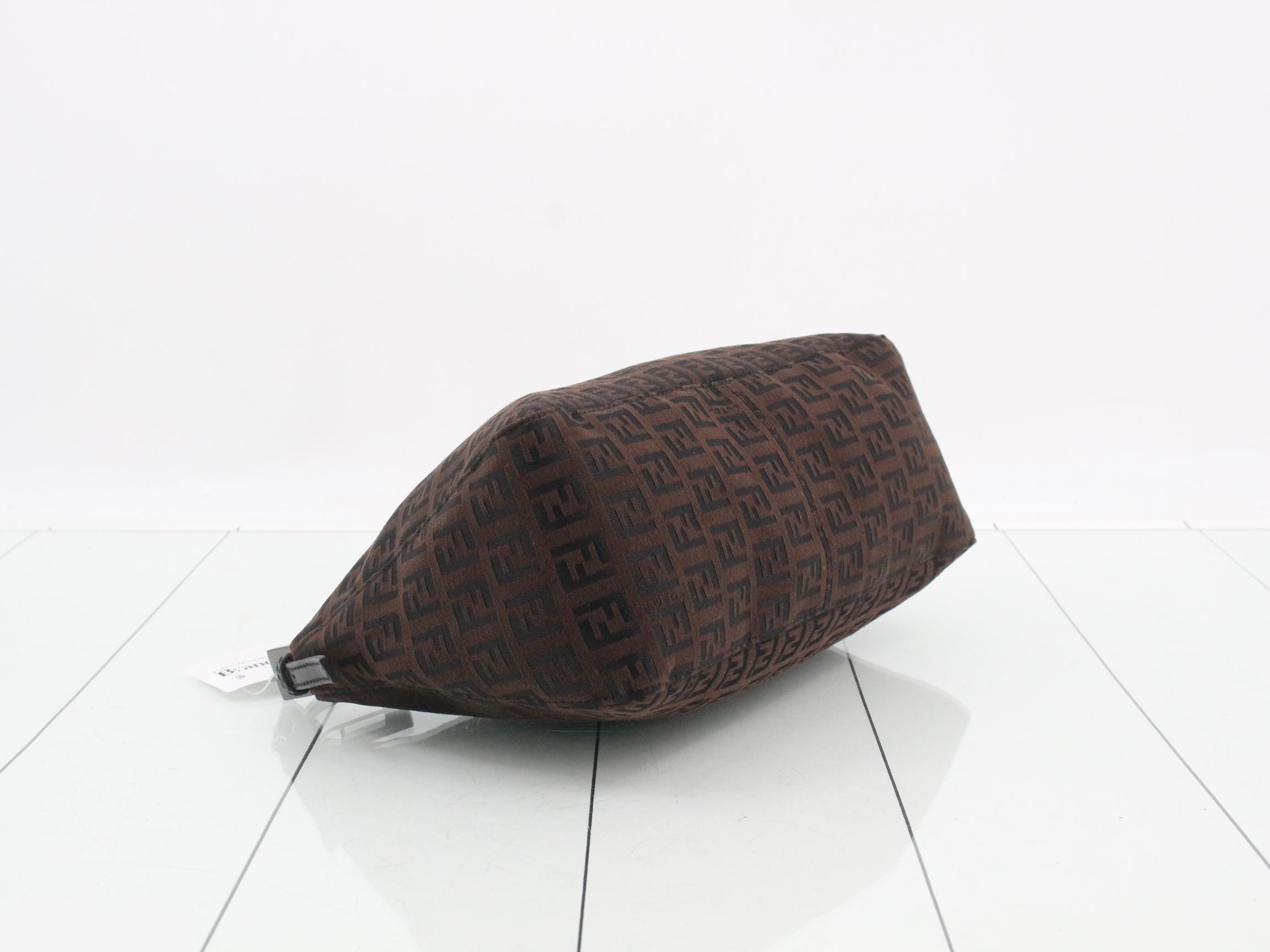 Handbag, brown/black, canvas/leather — view 5