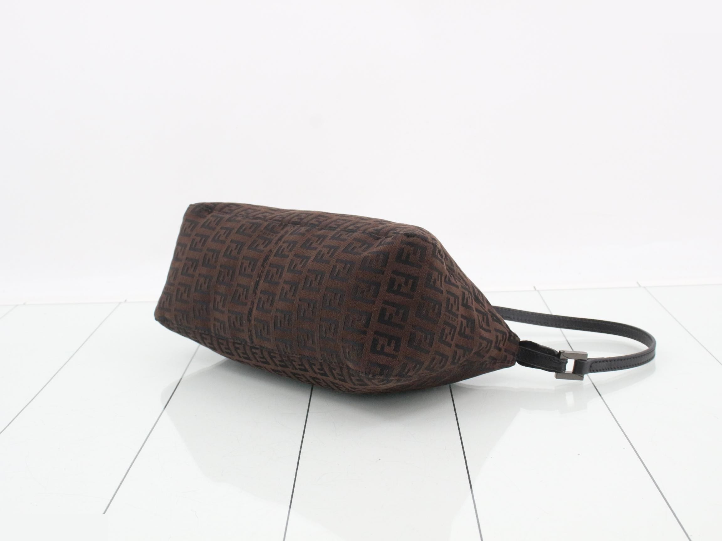 Handbag, brown/black, canvas/leather — view 6