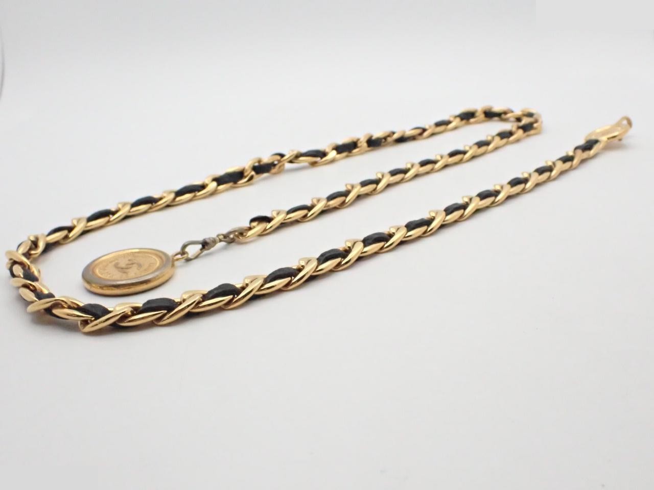 Coco Mark Leather Chain Belt, Chain approx. 100cm — view 2