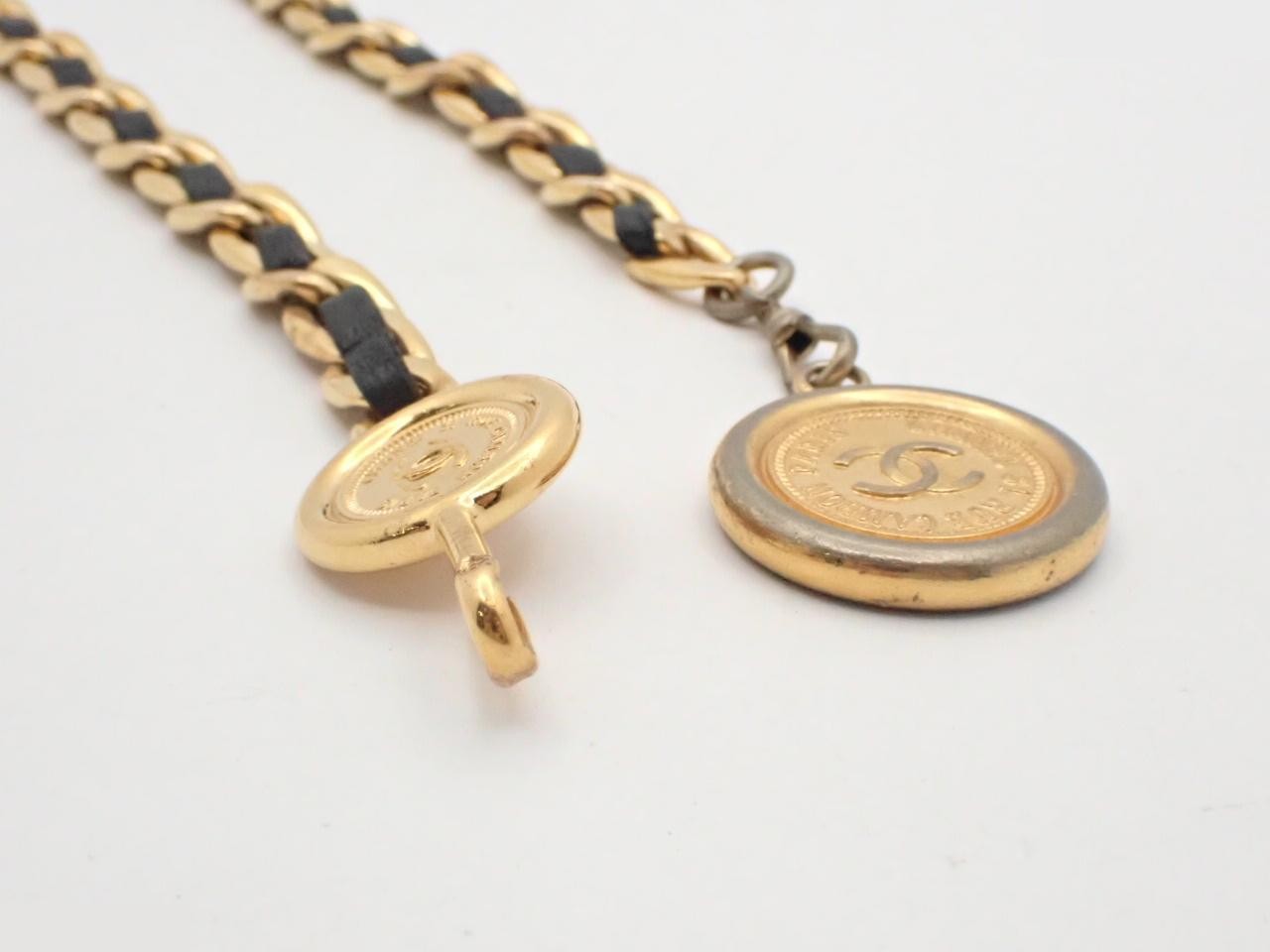 Coco Mark Leather Chain Belt, Chain approx. 100cm — view 3