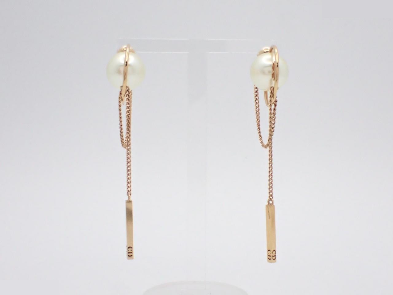 CD logo pearl earrings — view 2