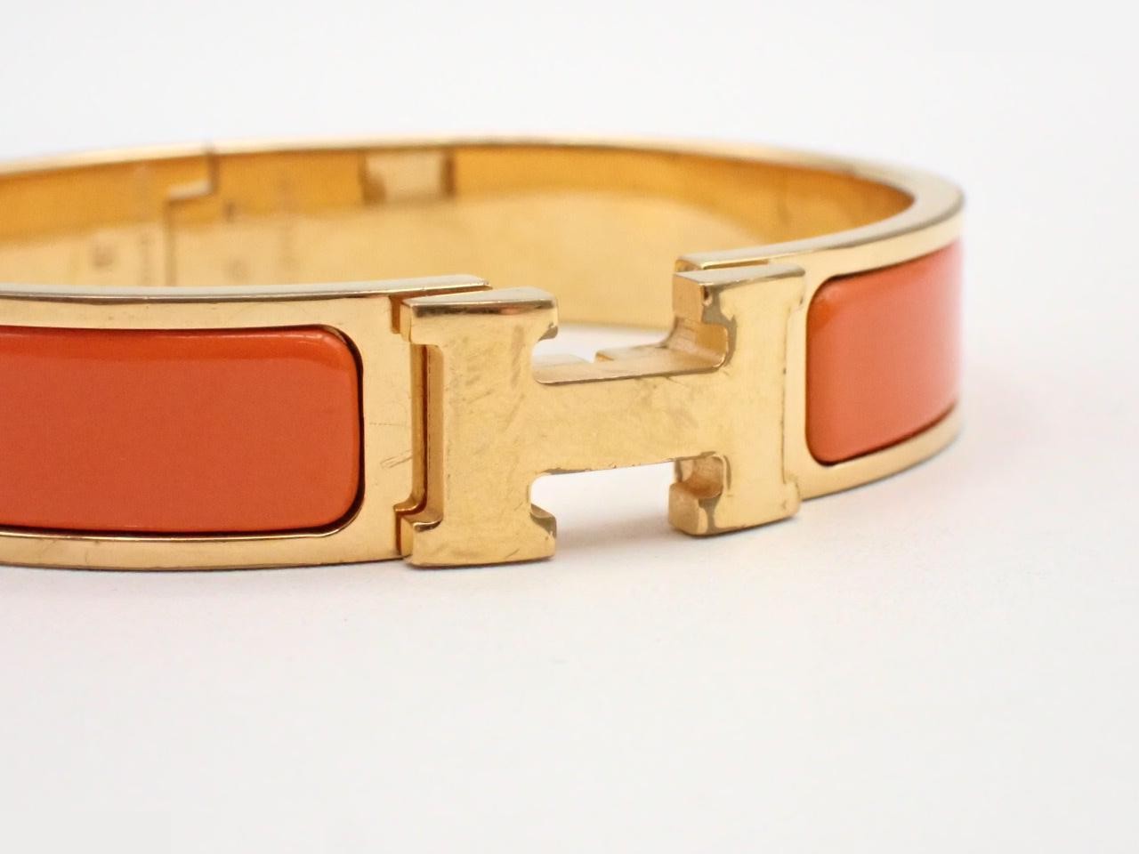 Click H Bangle, Orange/Gold Color, Wrist Circumference Approx. 17cm — view 3