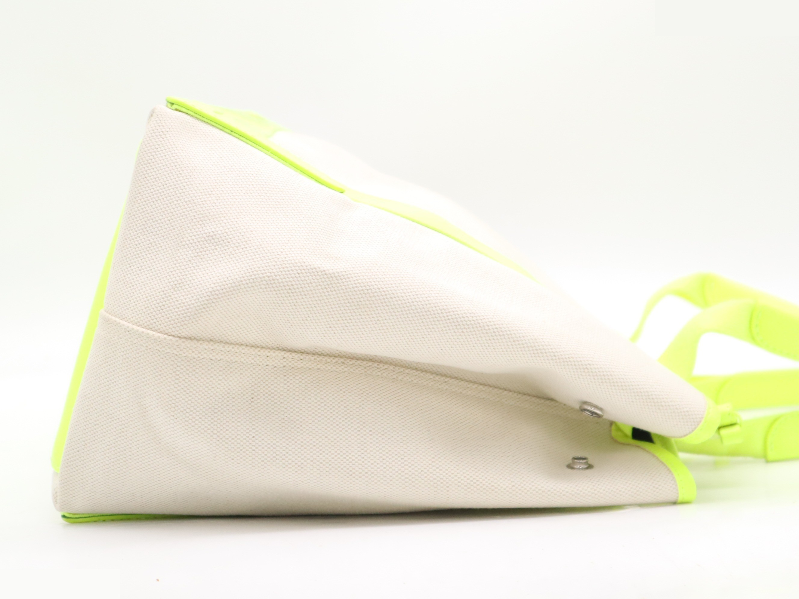 Canvas x leather navy cabas tote bag ivory yellow with pouch — view 5