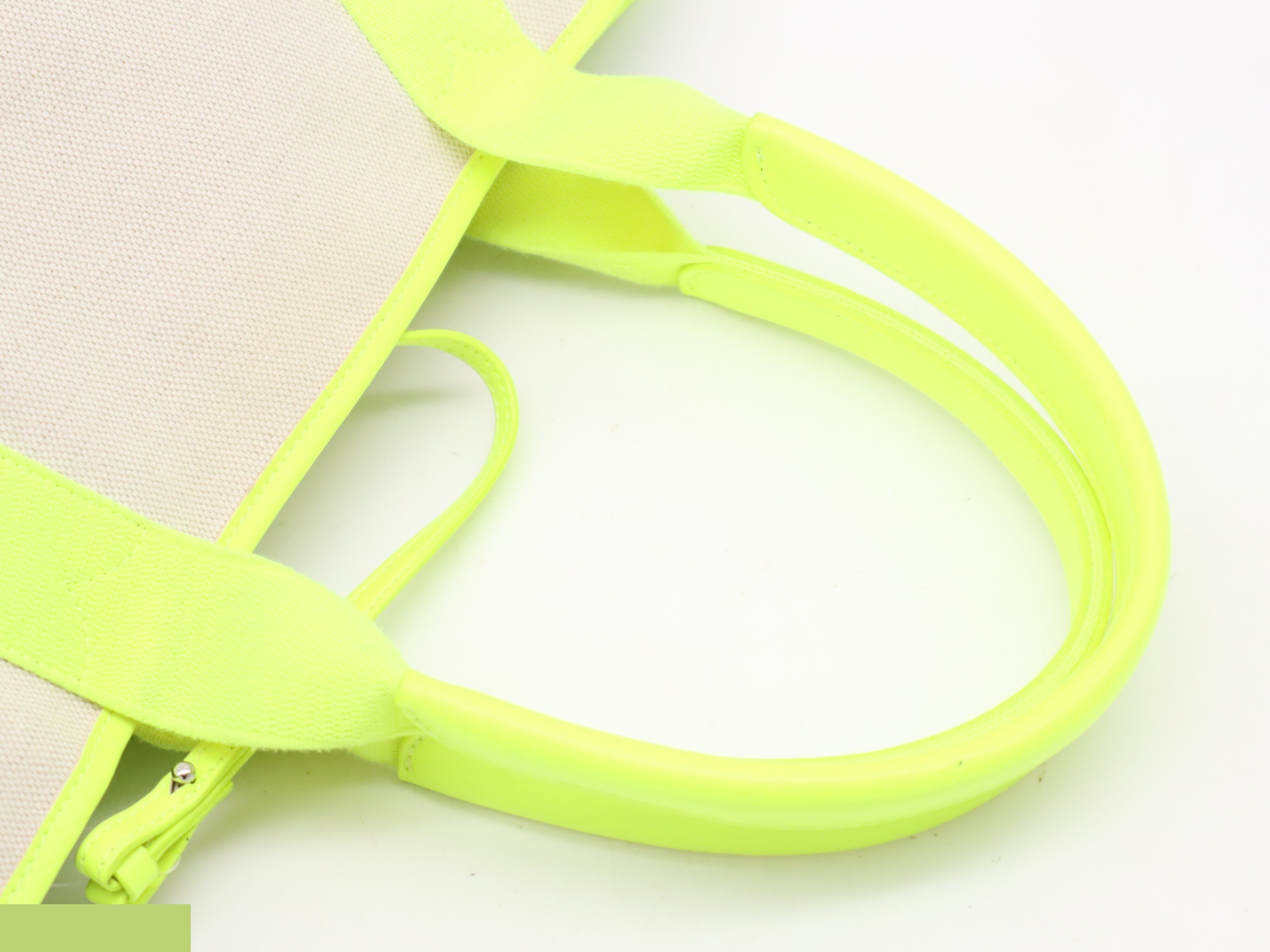 Canvas x leather navy cabas tote bag ivory yellow with pouch — view 6