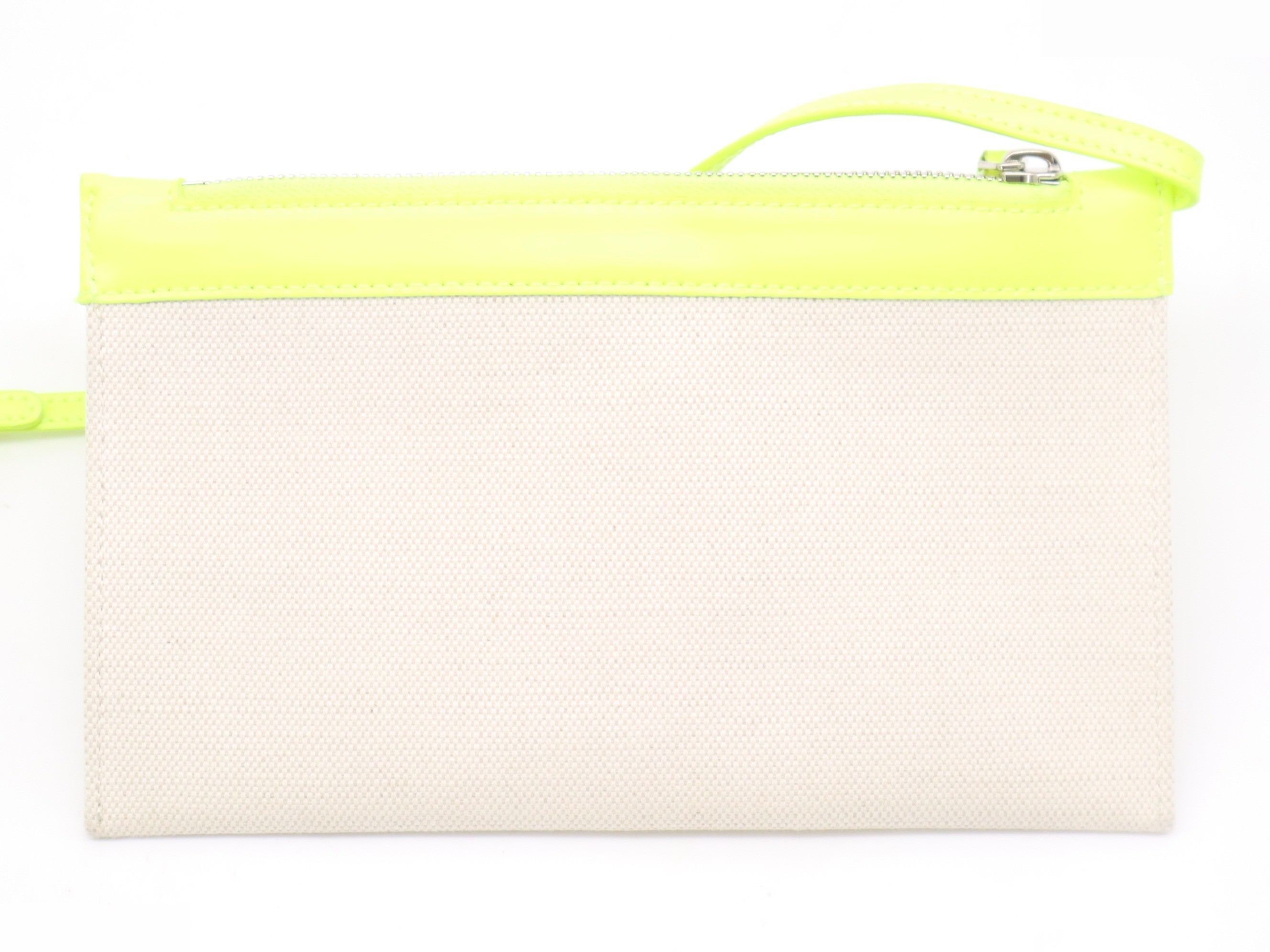 Canvas x leather navy cabas tote bag ivory yellow with pouch — view 8