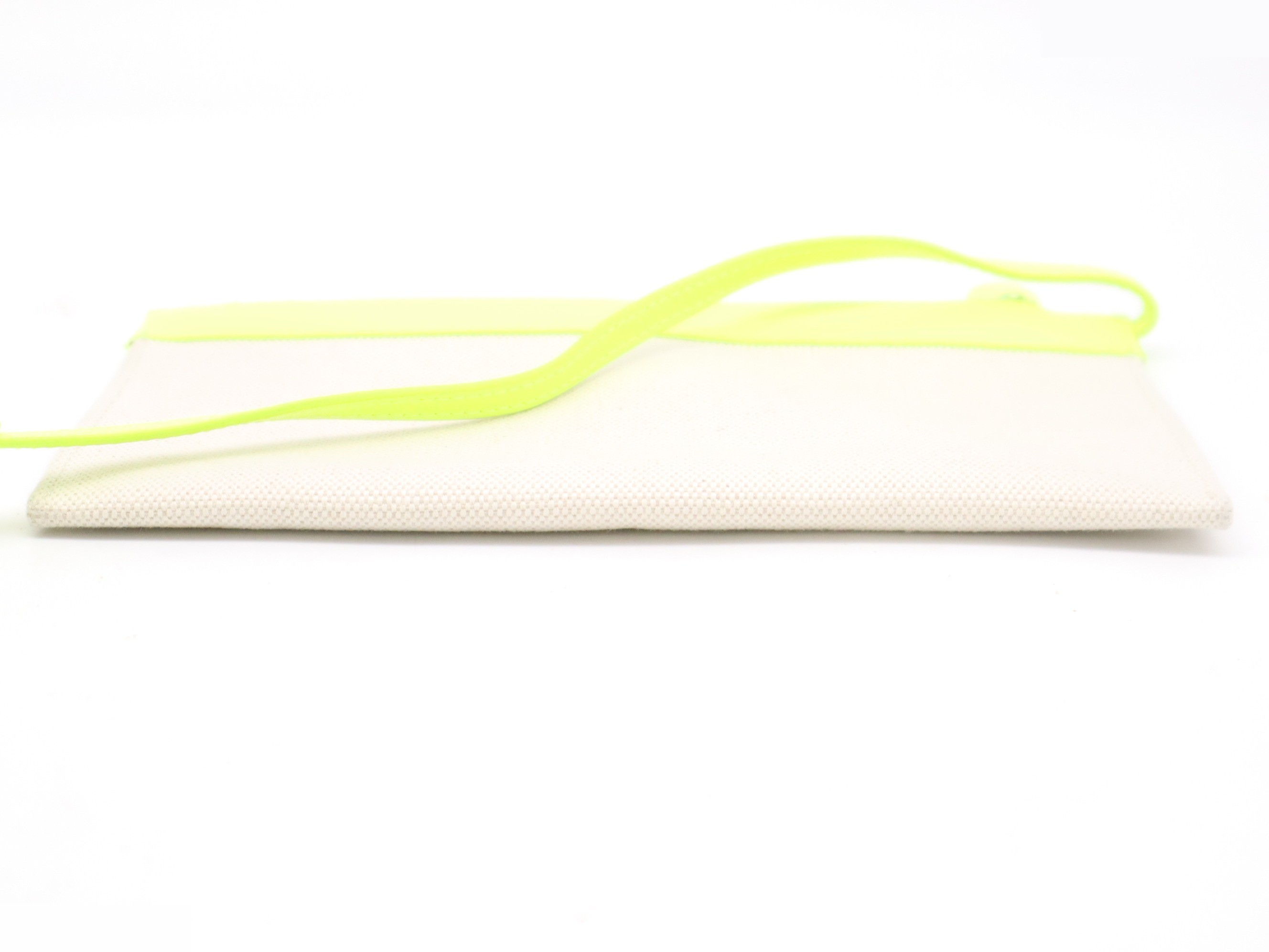 Canvas x leather navy cabas tote bag ivory yellow with pouch — view 9