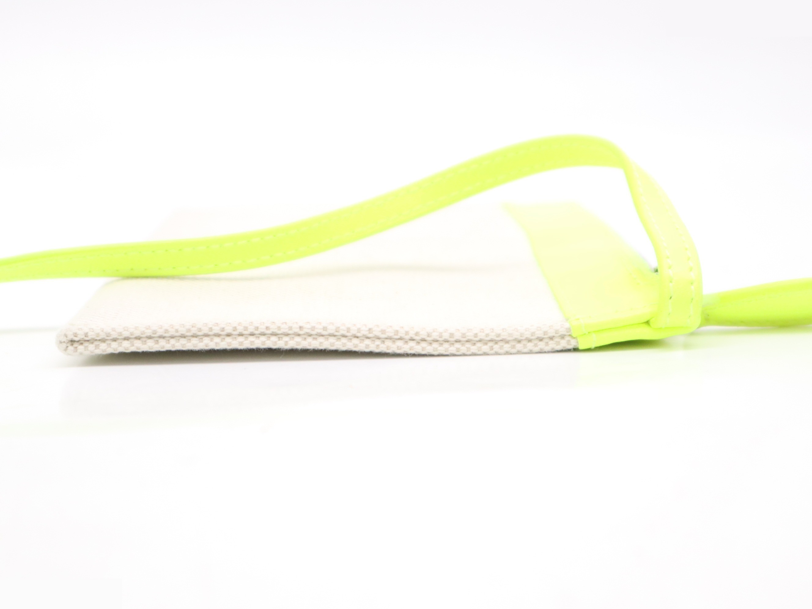 Canvas x leather navy cabas tote bag ivory yellow with pouch — view 10