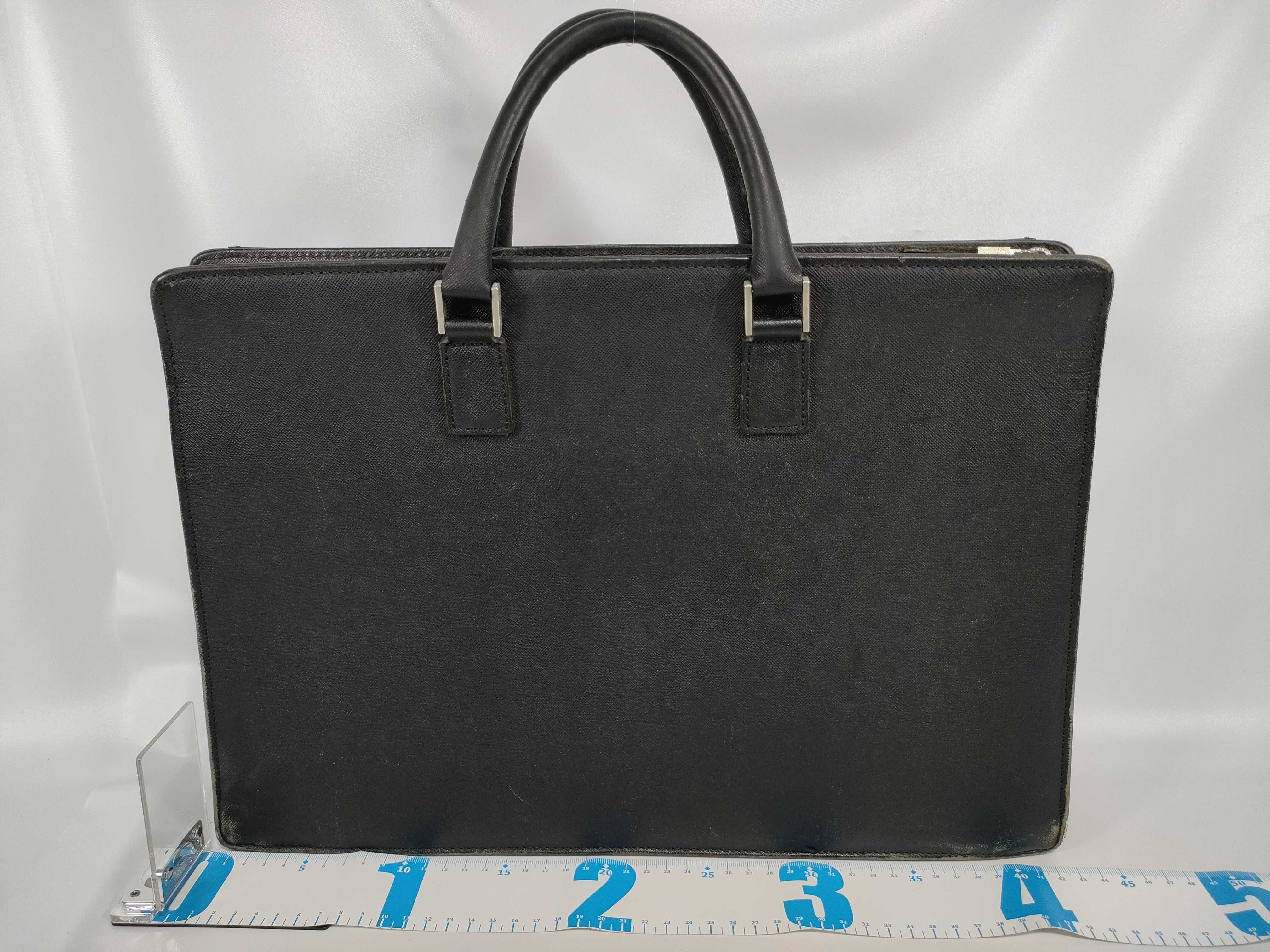 Leather Business Bag, Black — view 2