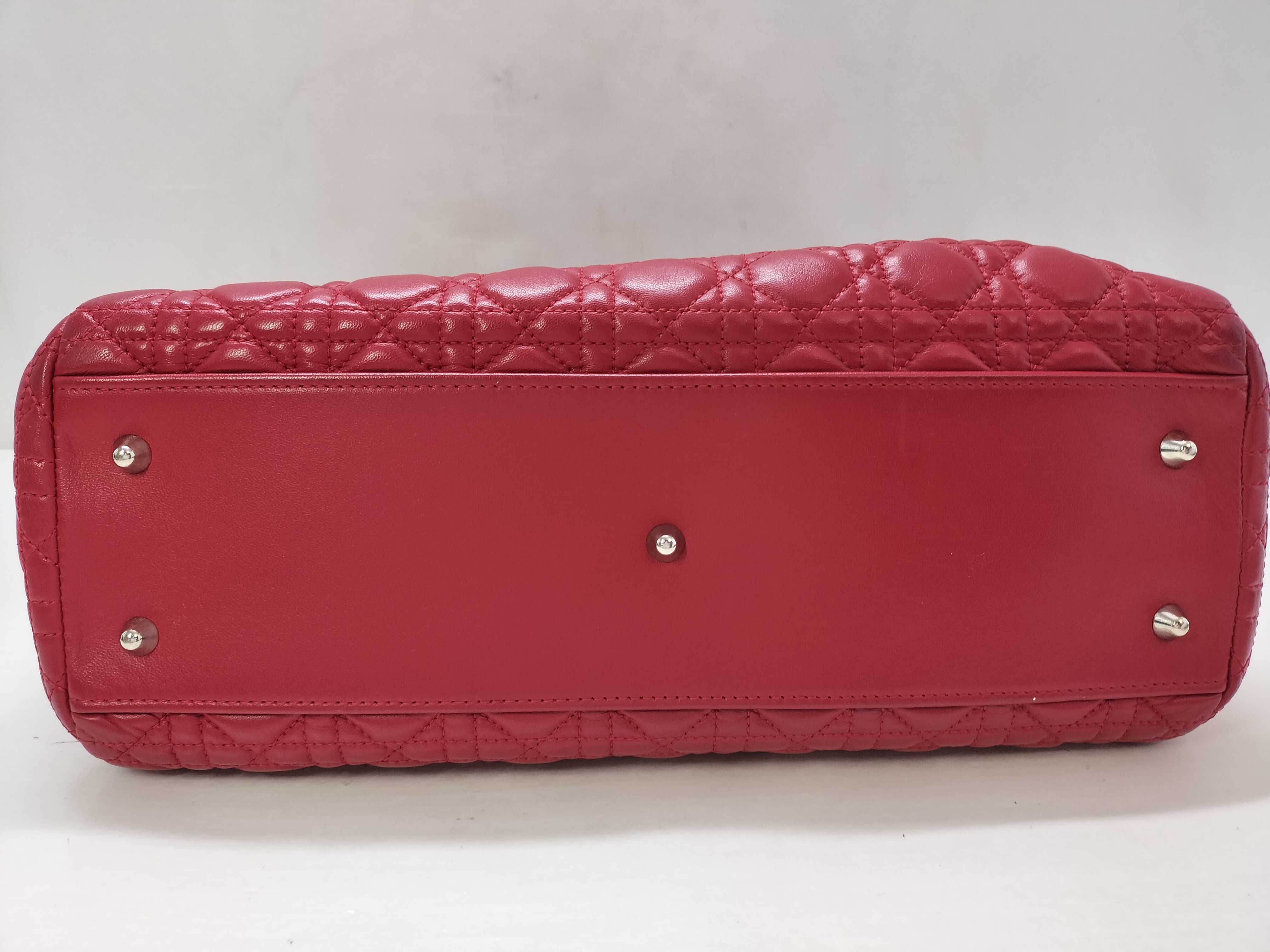 Lady Dior TH-Christian 01-RU-0111 Cannage Lady Soft Leather Red Tote Bag - Gray Handbag — view 14