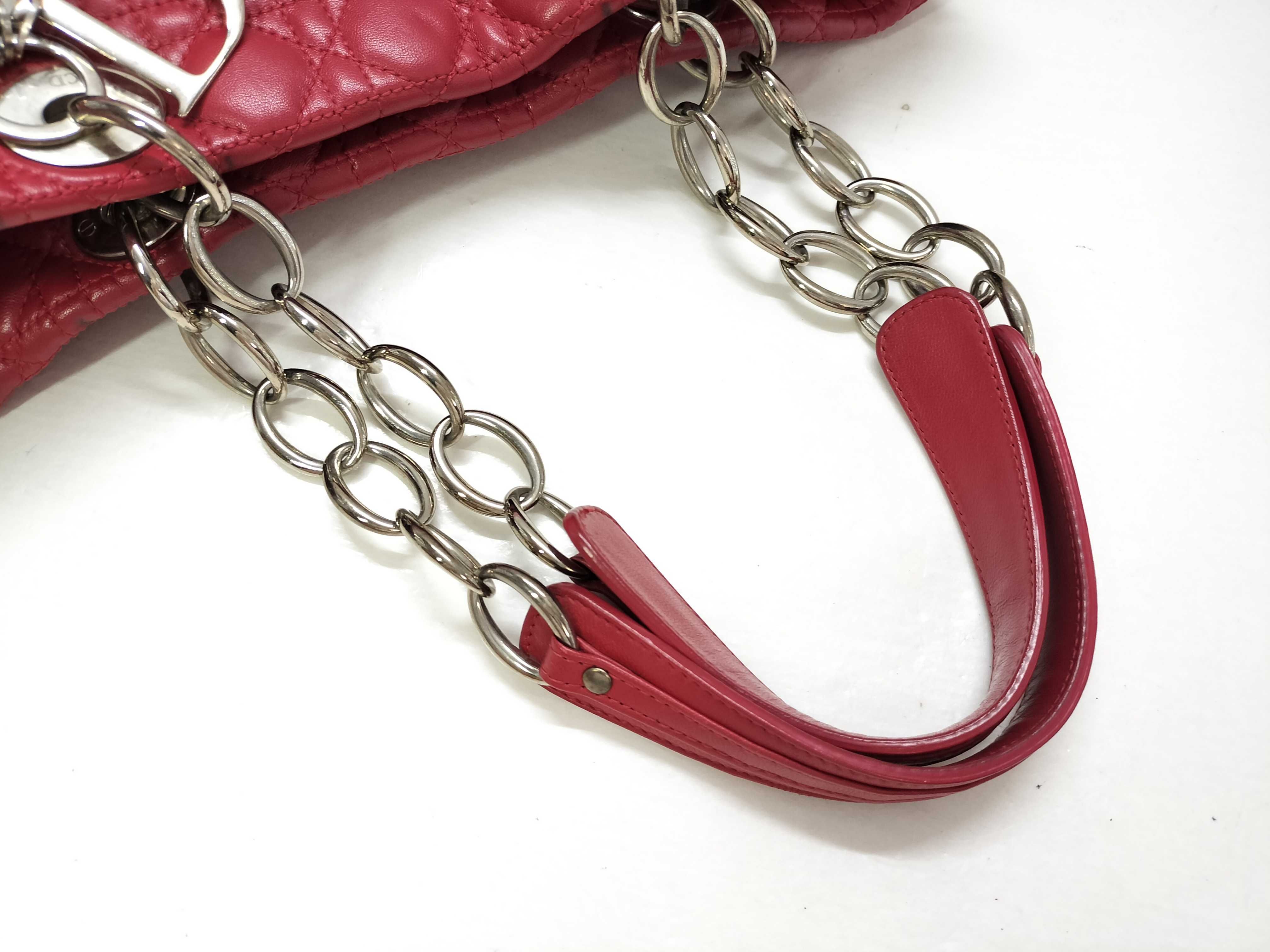 Lady Dior TH-Christian 01-RU-0111 Cannage Lady Soft Leather Red Tote Bag - Gray Handbag — view 3
