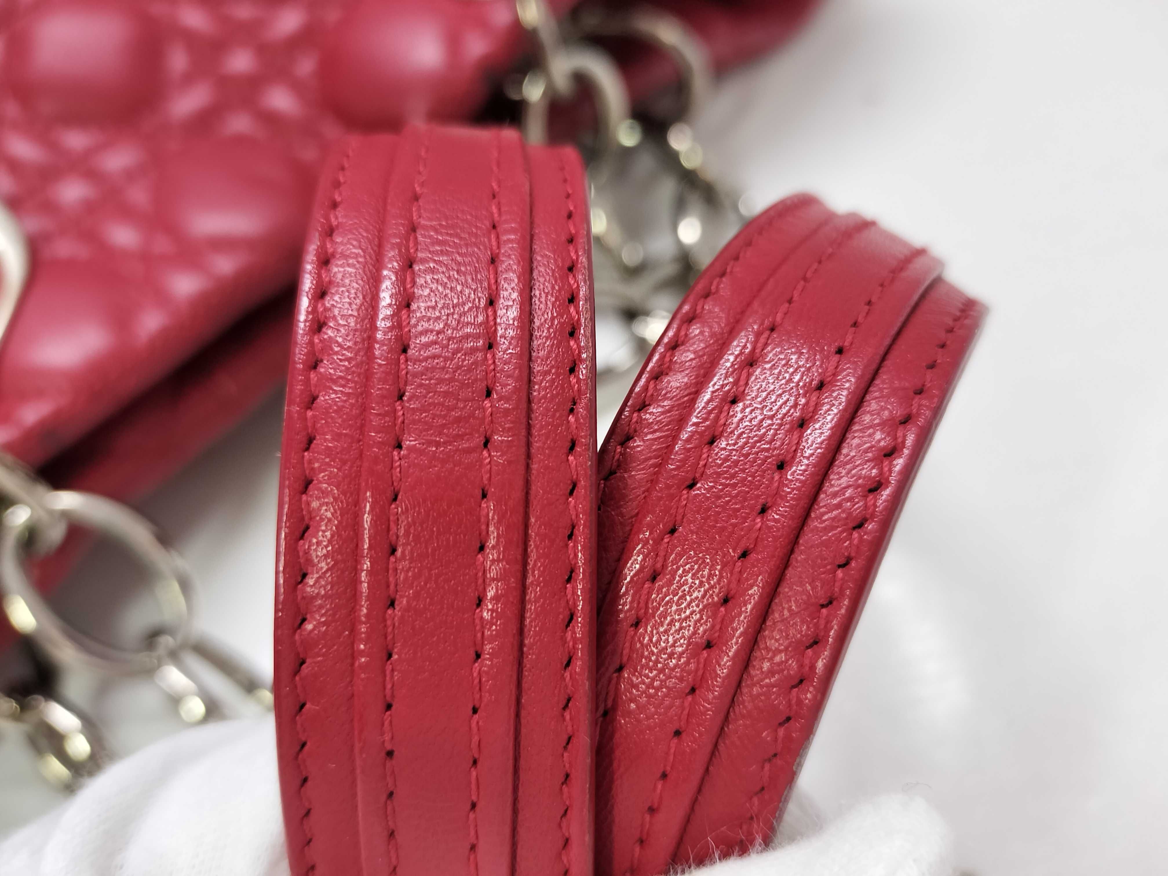 Lady Dior TH-Christian 01-RU-0111 Cannage Lady Soft Leather Red Tote Bag - Gray Handbag — view 4