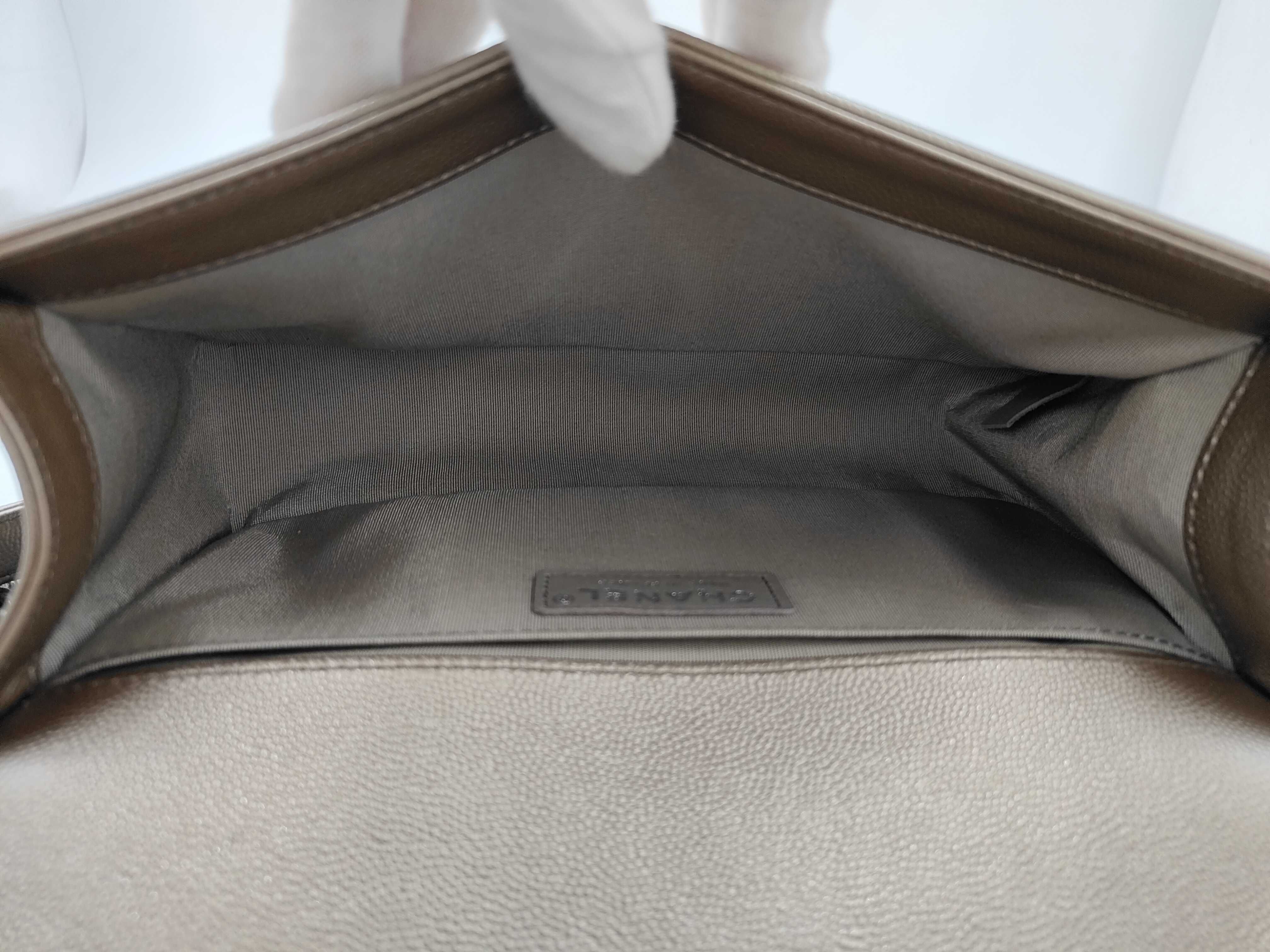 Caviar Skin Matelassé Boy Chanel Beige Shoulder Bag — view 12