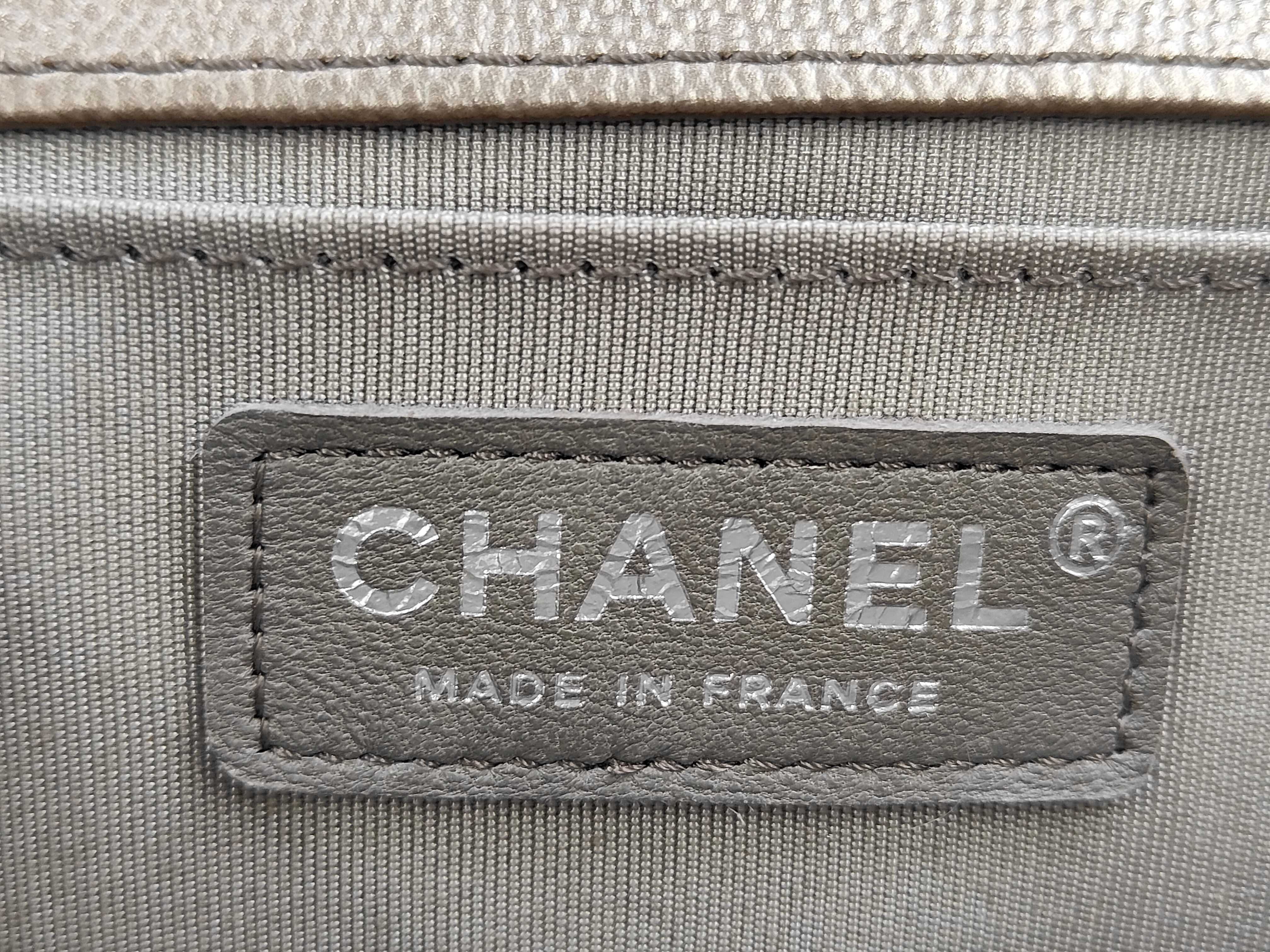 Caviar Skin Matelassé Boy Chanel Beige Shoulder Bag — view 14