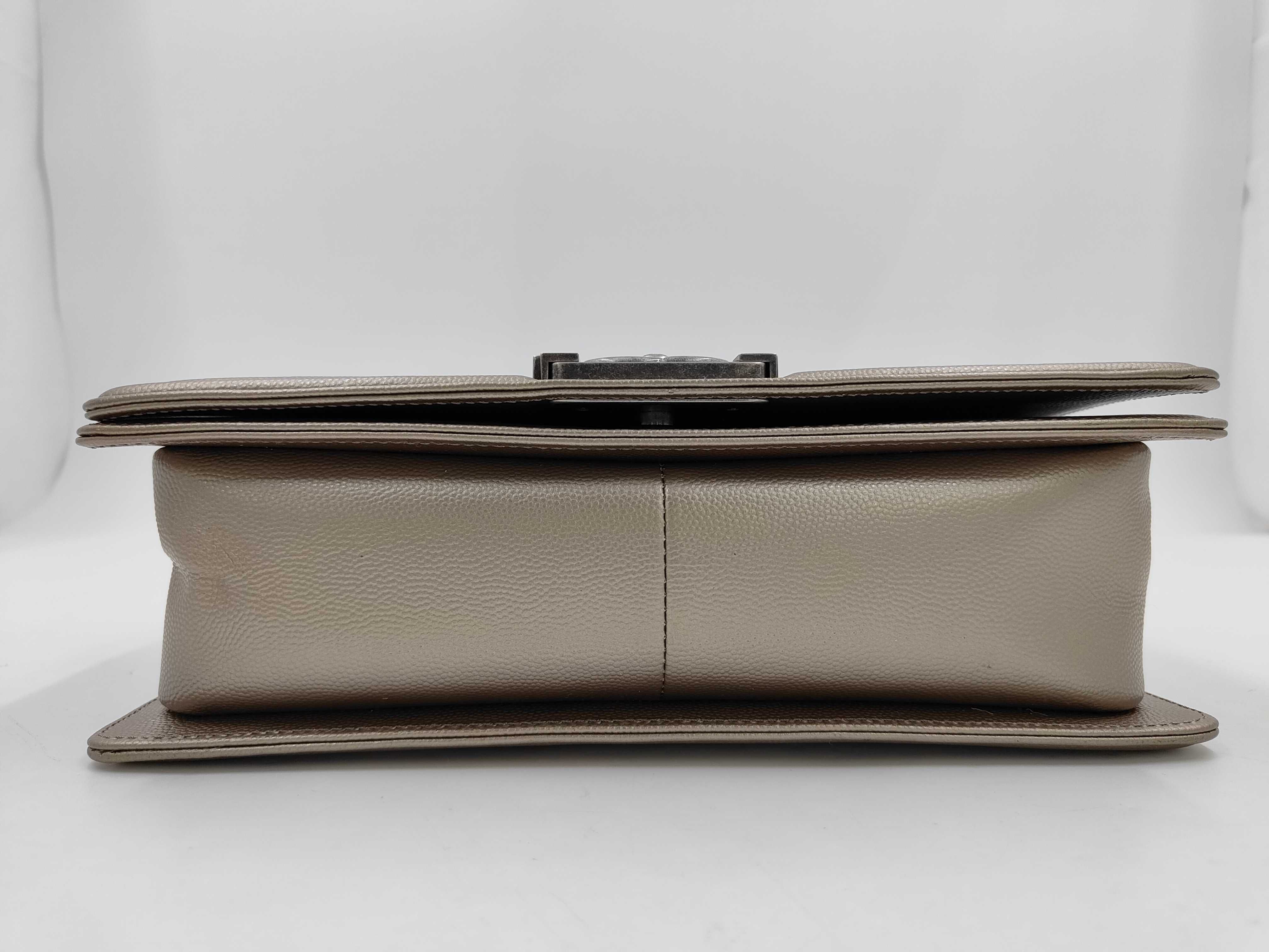 Caviar Skin Matelassé Boy Chanel Beige Shoulder Bag — view 3