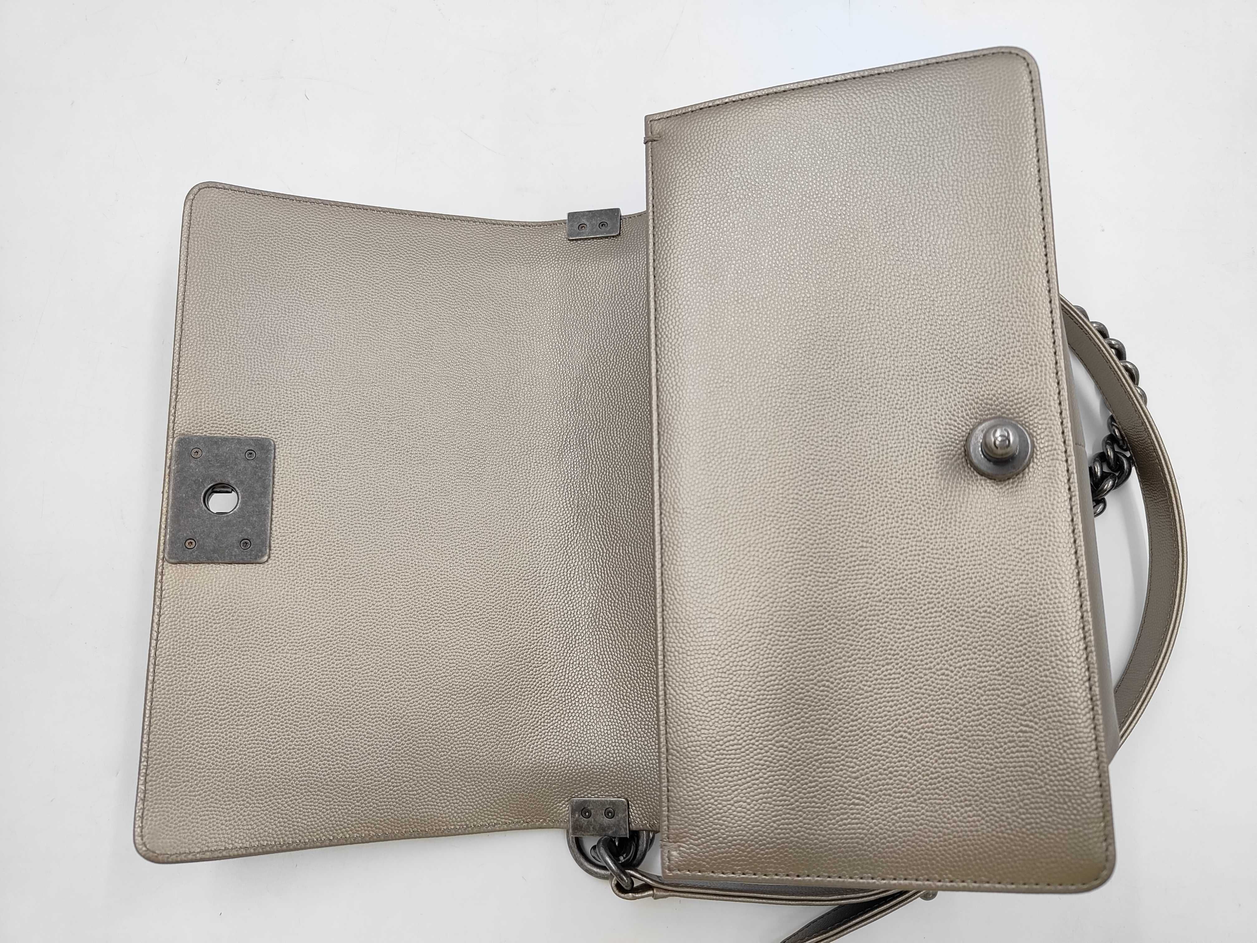 Caviar Skin Matelassé Boy Chanel Beige Shoulder Bag — view 10