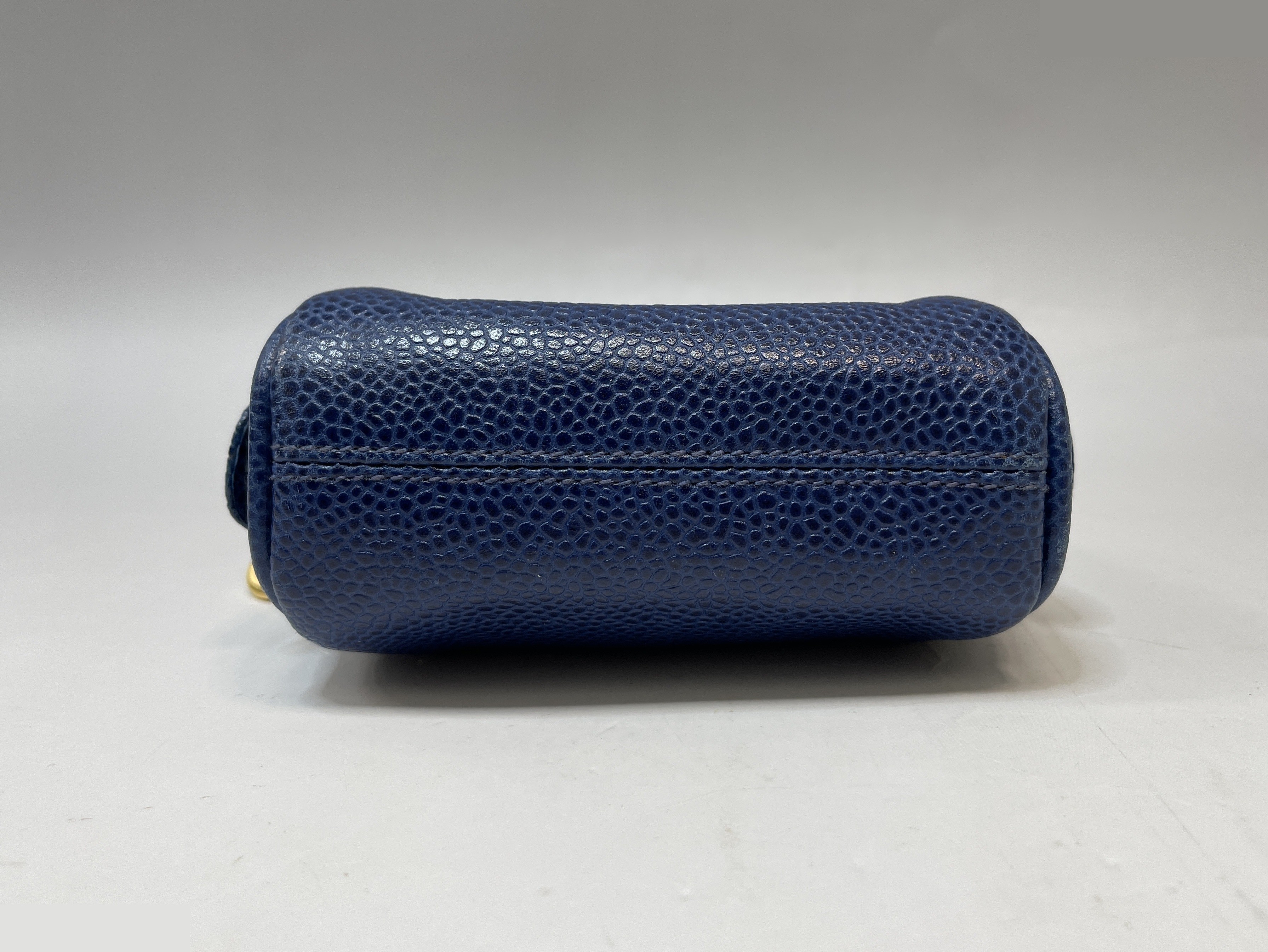 Caviar leather mini pouch with Coco Mark, blue, gold hardware. — view 5