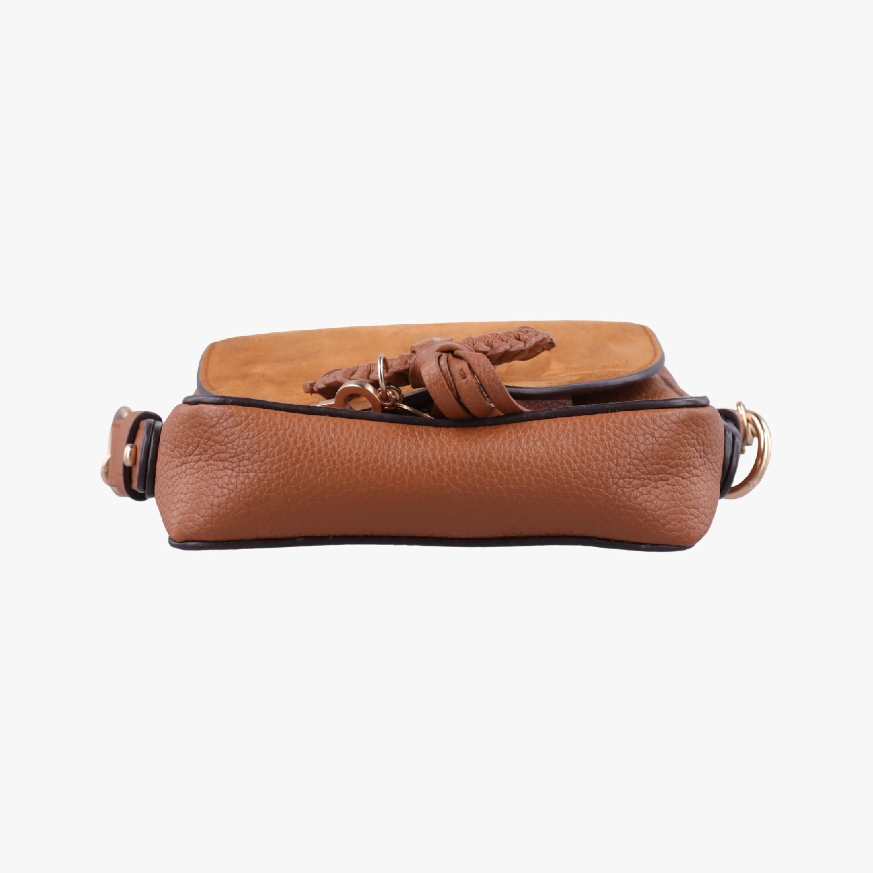 SEE BY CHLOE Ribbed Horsehead Flap Brown Suede x Leather Joan -86585 Shoulder Bag — view 3