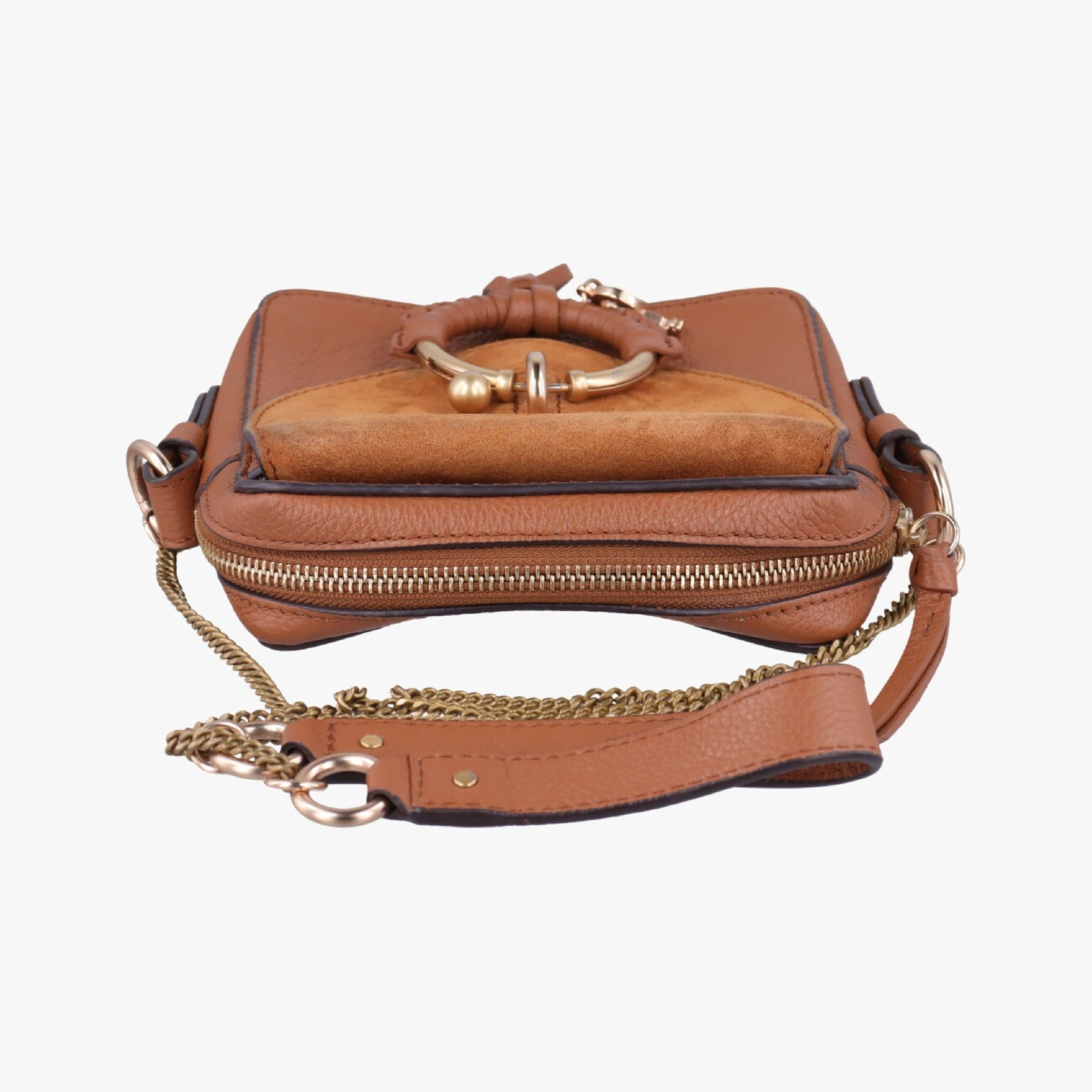 SEE BY CHLOE Ribbed Horsehead Flap Brown Suede x Leather Joan -86585 Shoulder Bag — view 5