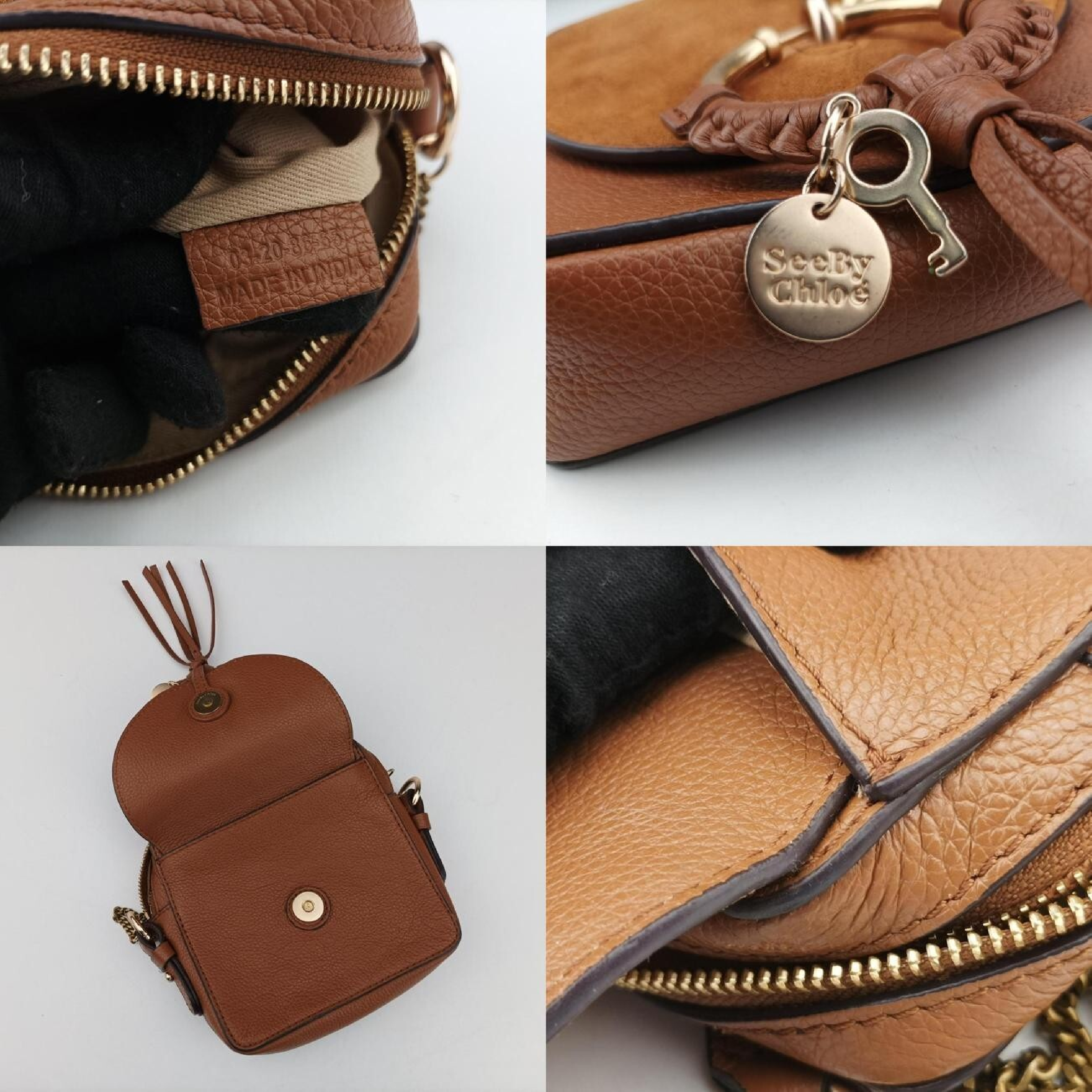 SEE BY CHLOE Ribbed Horsehead Flap Brown Suede x Leather Joan -86585 Shoulder Bag — view 8