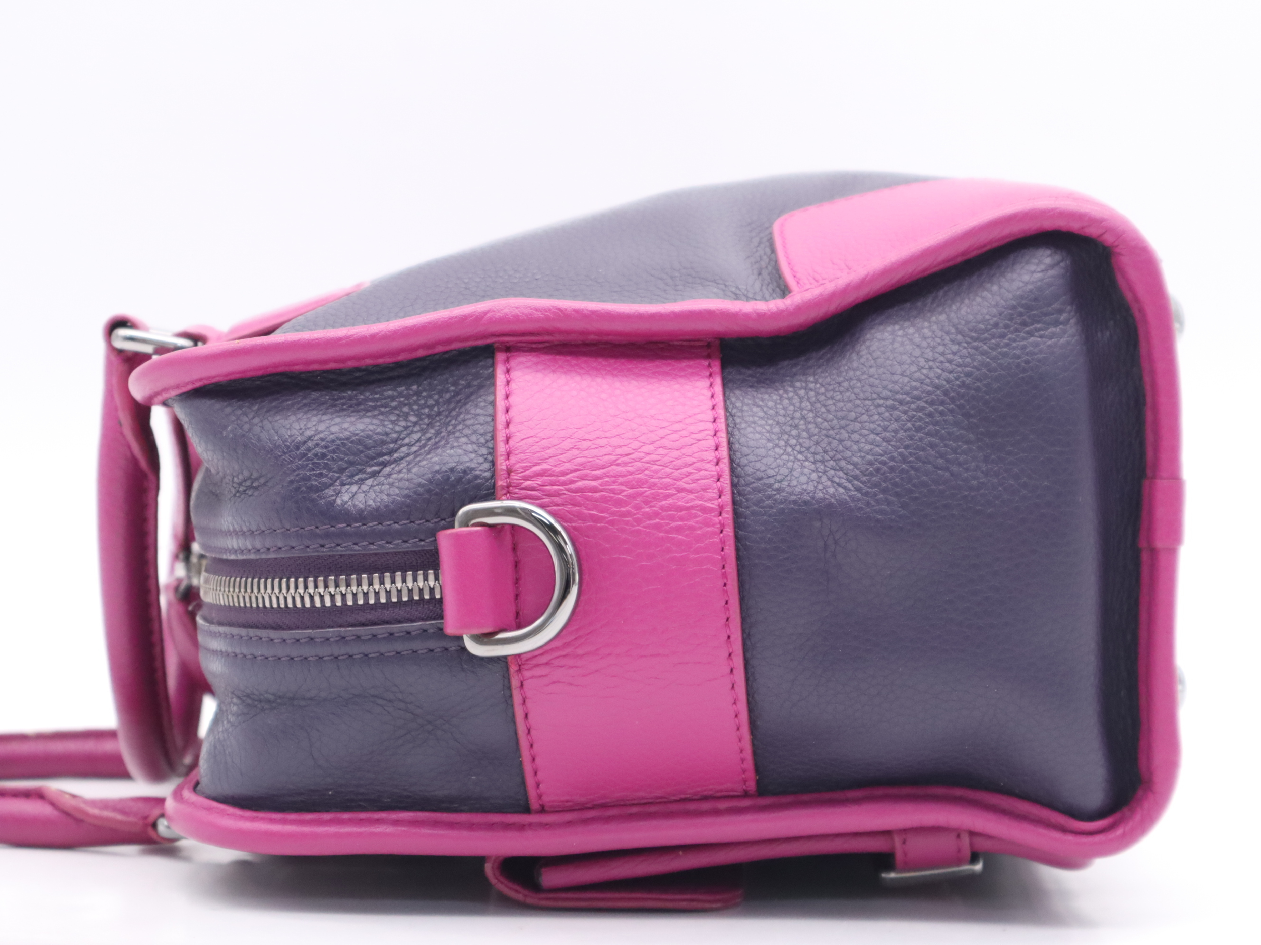 Leather Cruz 2-Way Handbag, Purple/Black Handbag — view 3