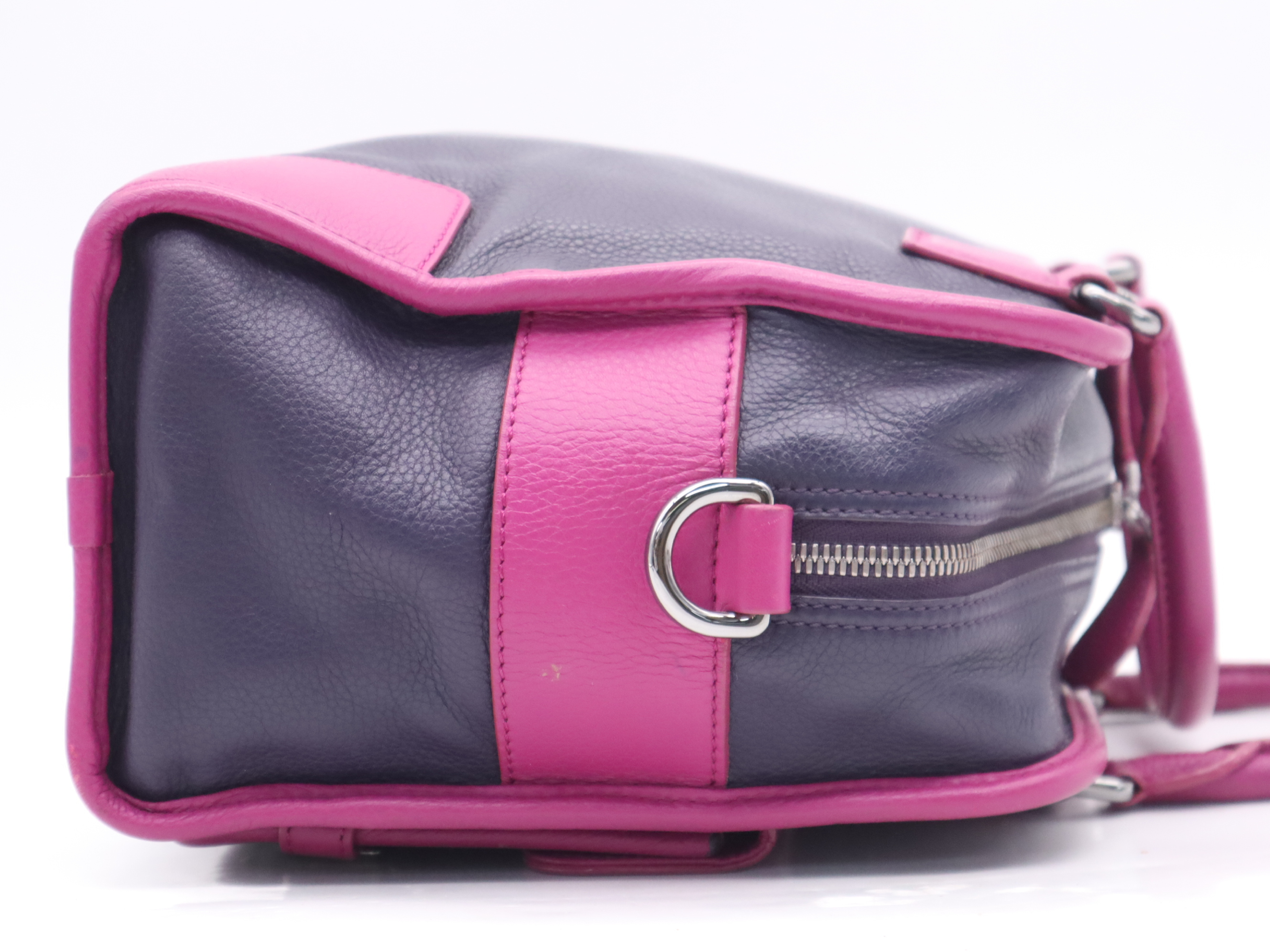 Leather Cruz 2-Way Handbag, Purple/Black Handbag — view 5