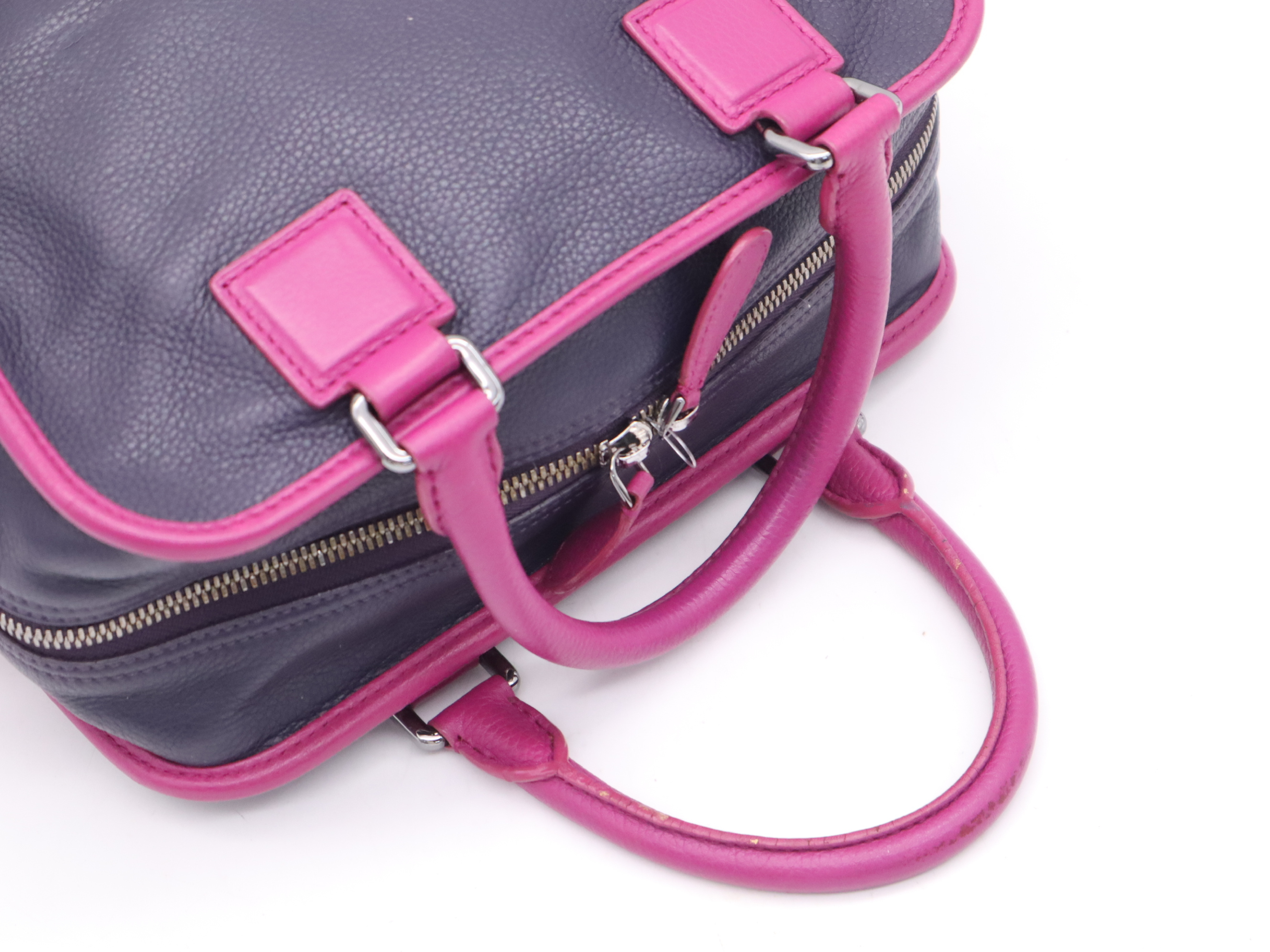 Leather Cruz 2-Way Handbag, Purple/Black Handbag — view 6