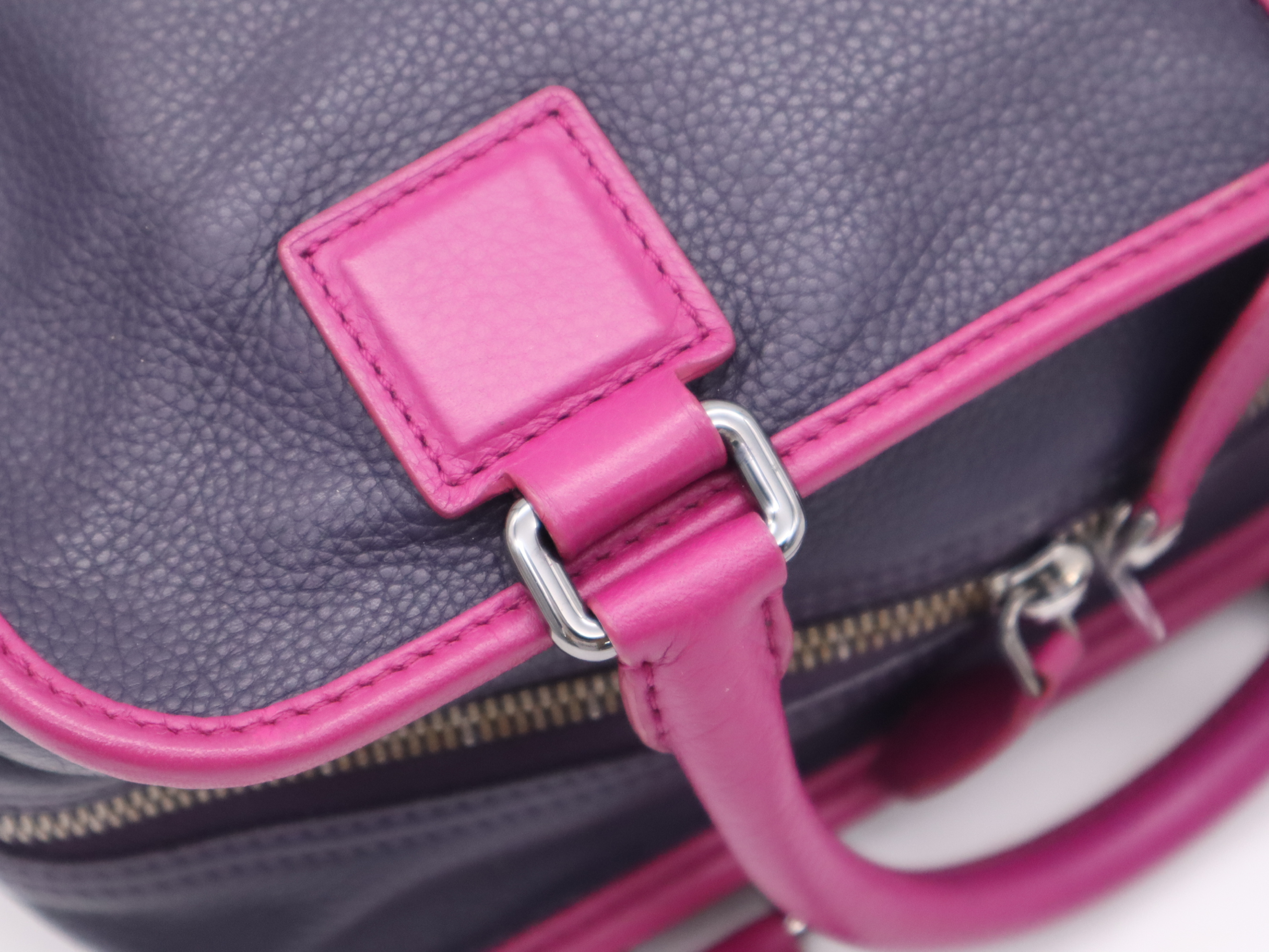 Leather Cruz 2-Way Handbag, Purple/Black Handbag — view 7