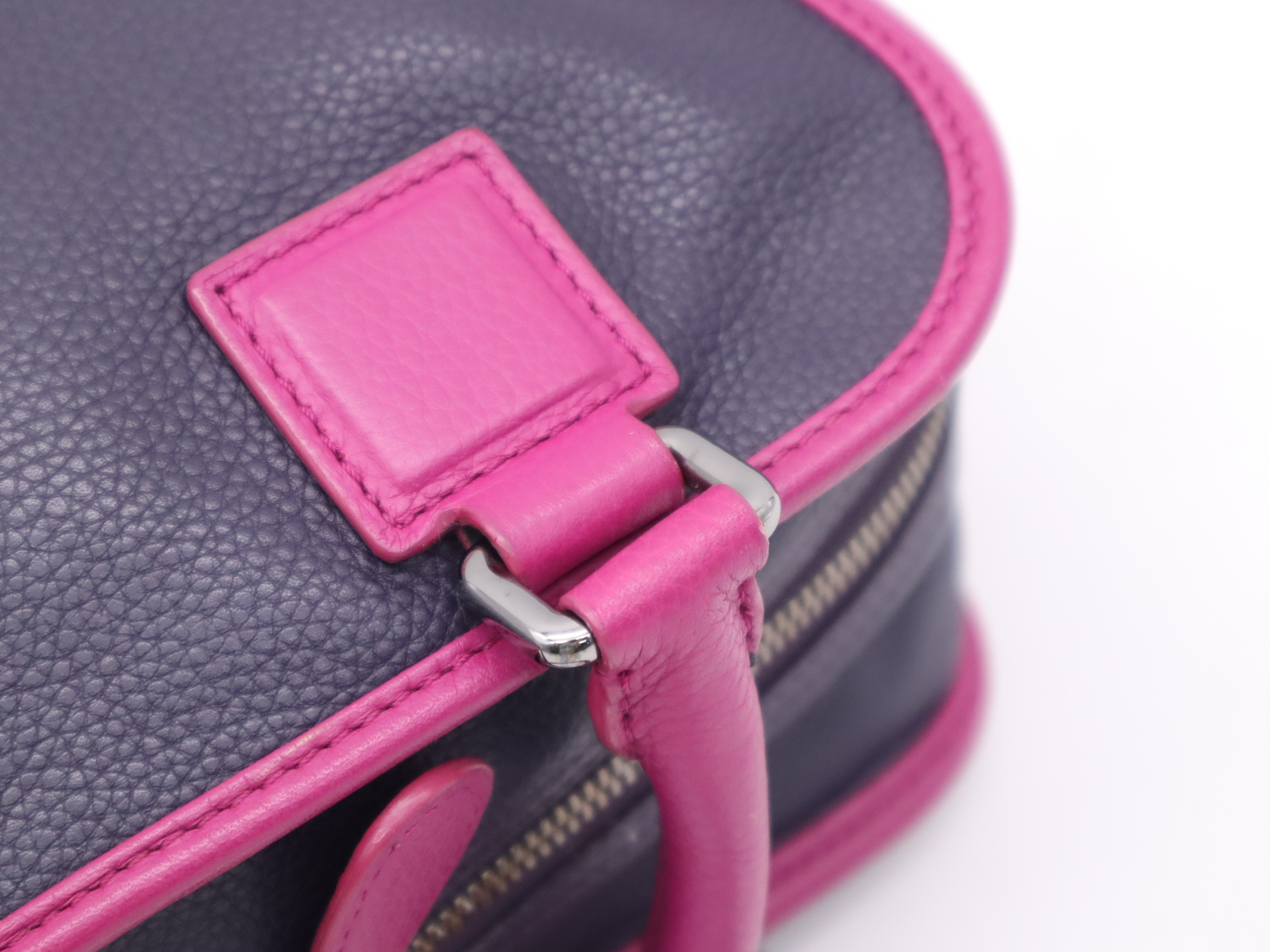 Leather Cruz 2-Way Handbag, Purple/Black Handbag — view 8