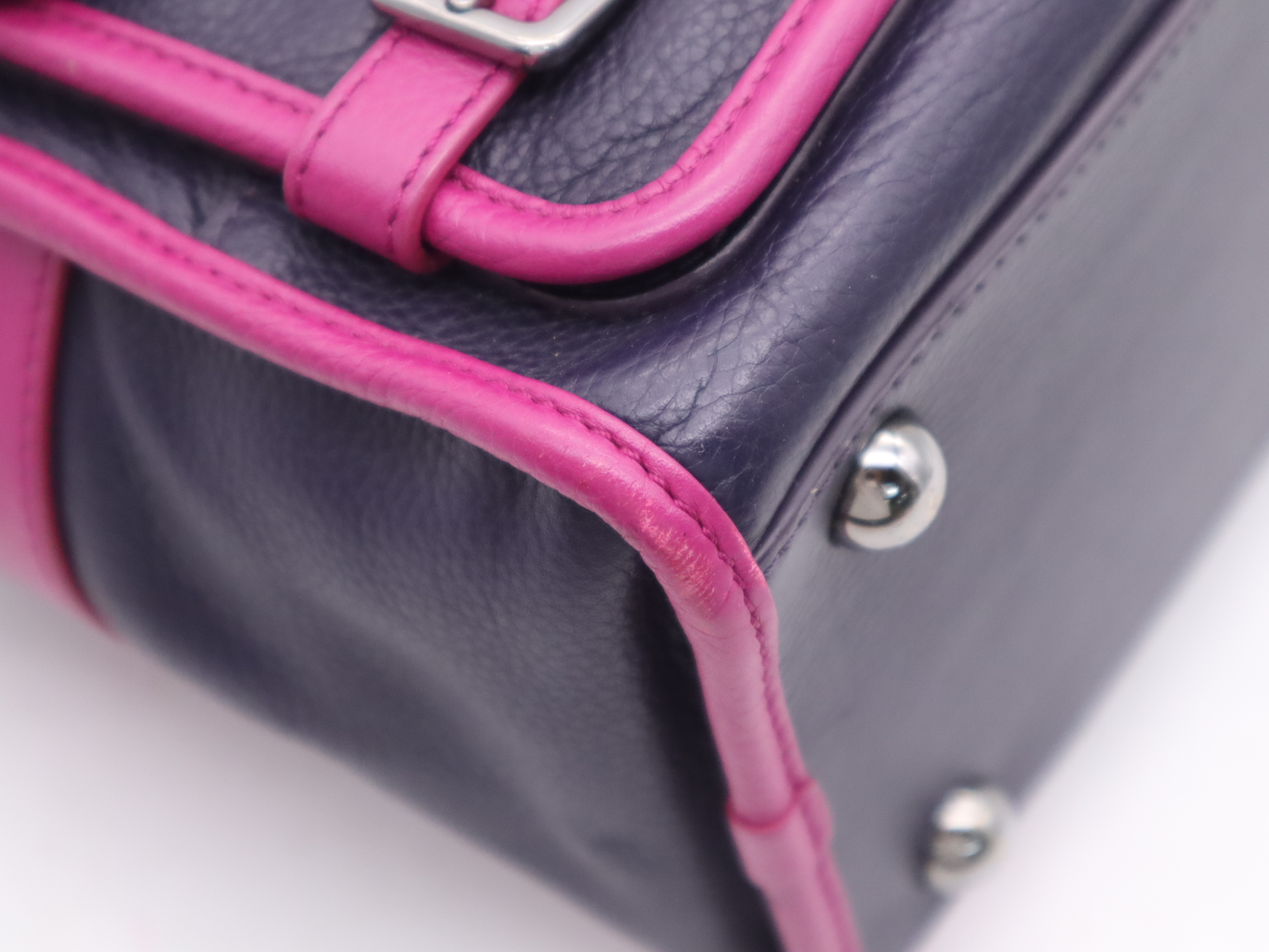 Leather Cruz 2-Way Handbag, Purple/Black Handbag — view 10